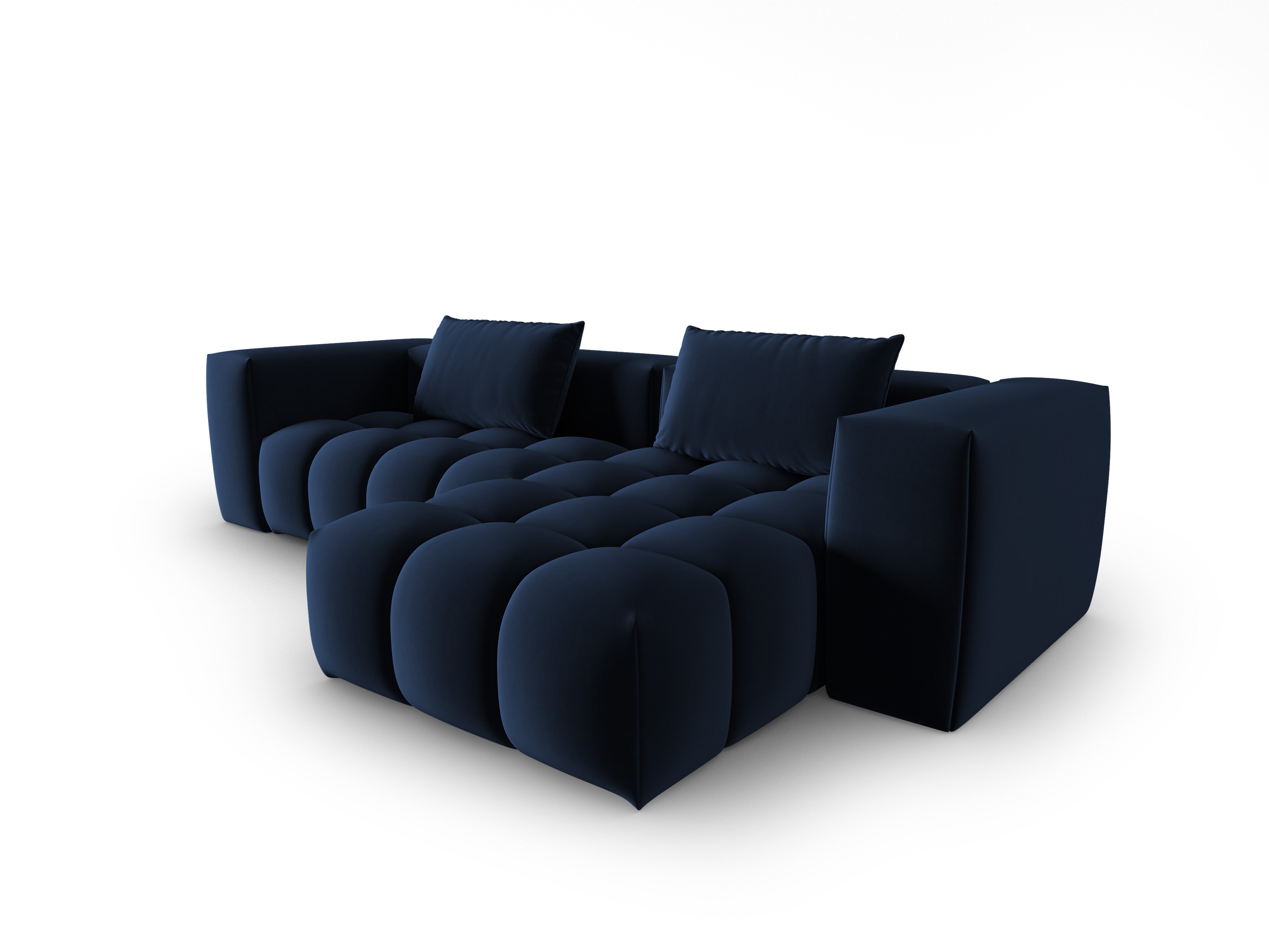Velvet Corner Sofa for 3 People Right Side VERONA Royal Blue
