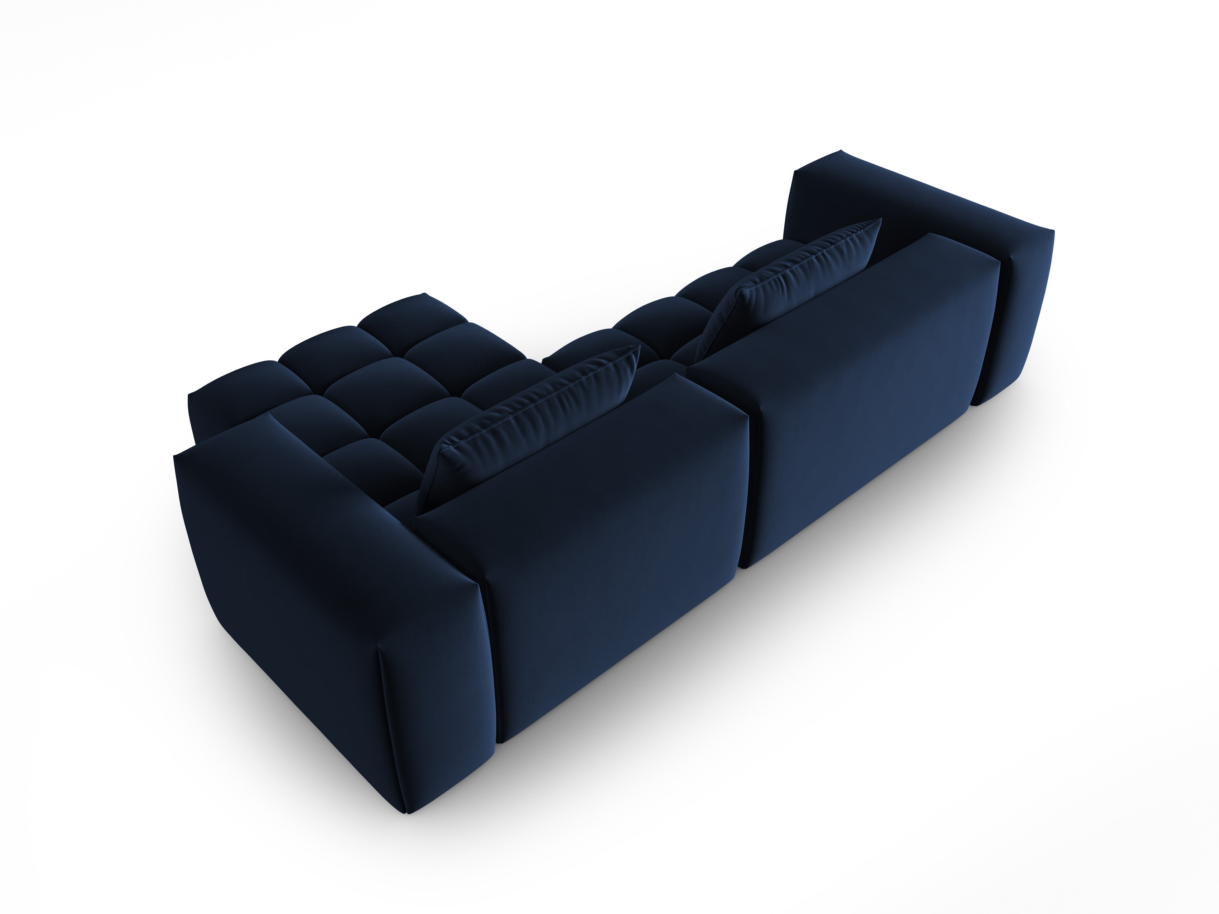 Velvet Corner Sofa for 3 People Right Side VERONA Royal Blue