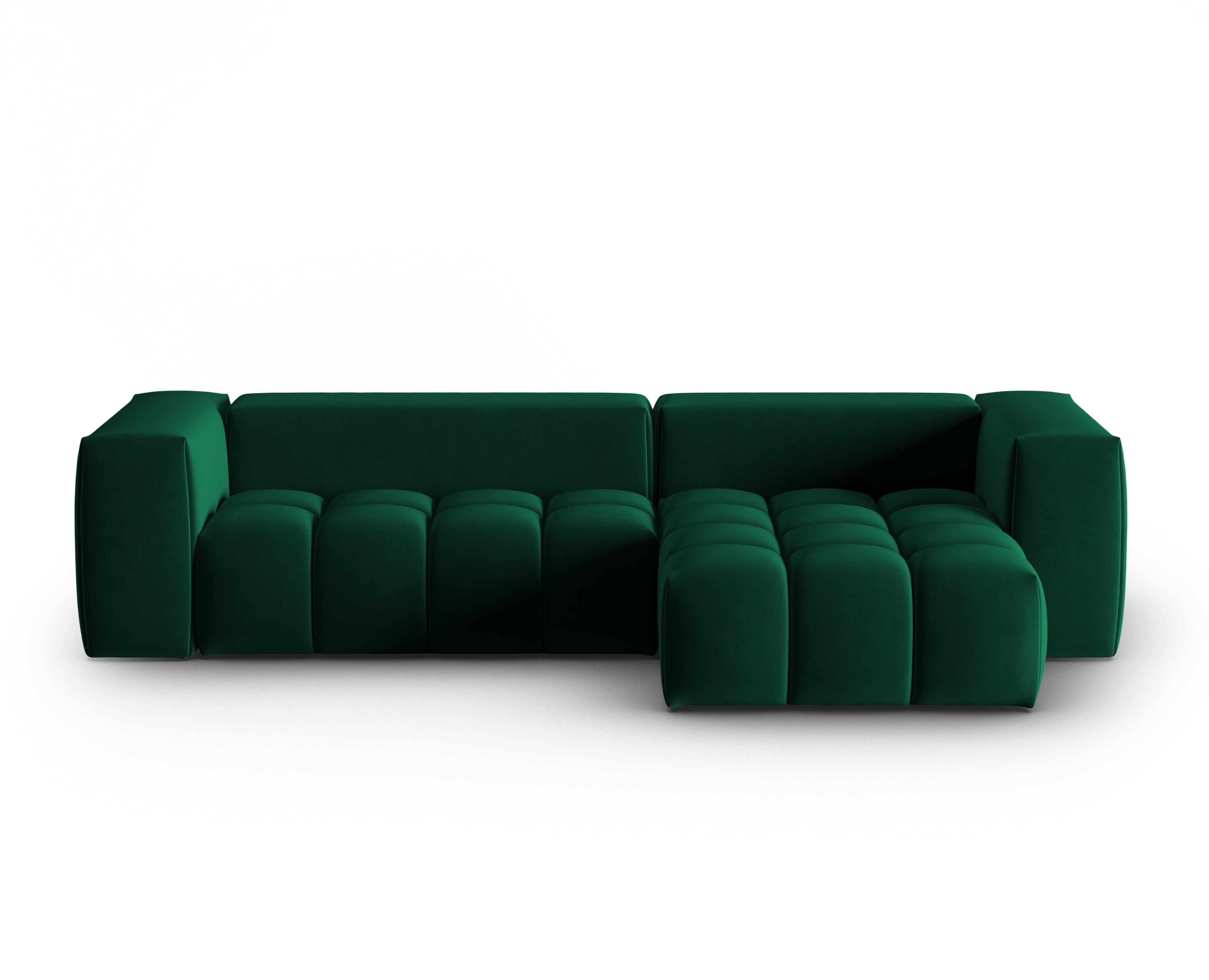 Samt-Ecksofa 3-sitzig rechts VERONA flaschengrün