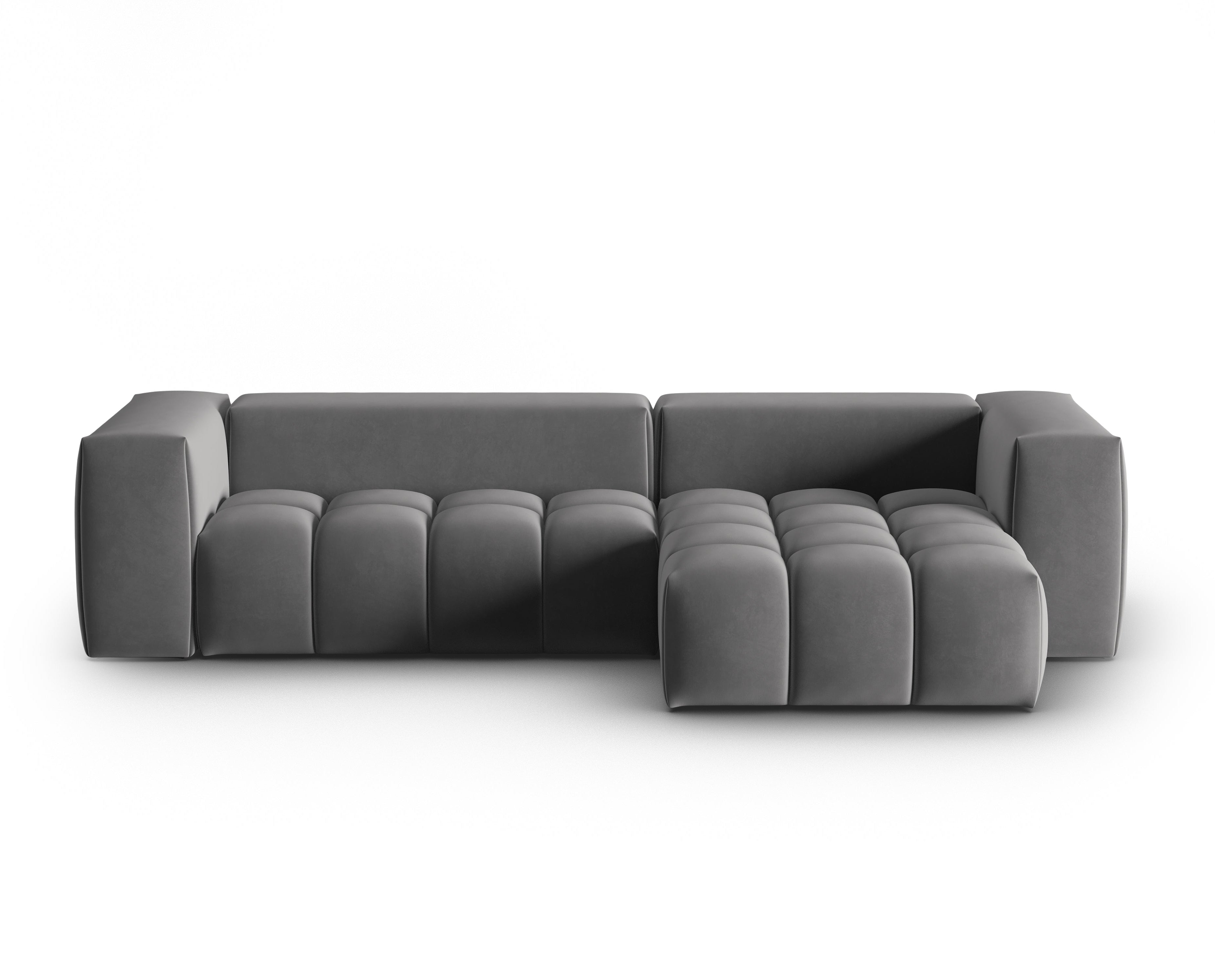 Samt-Ecksofa 3-sitzig rechts VERONA grau
