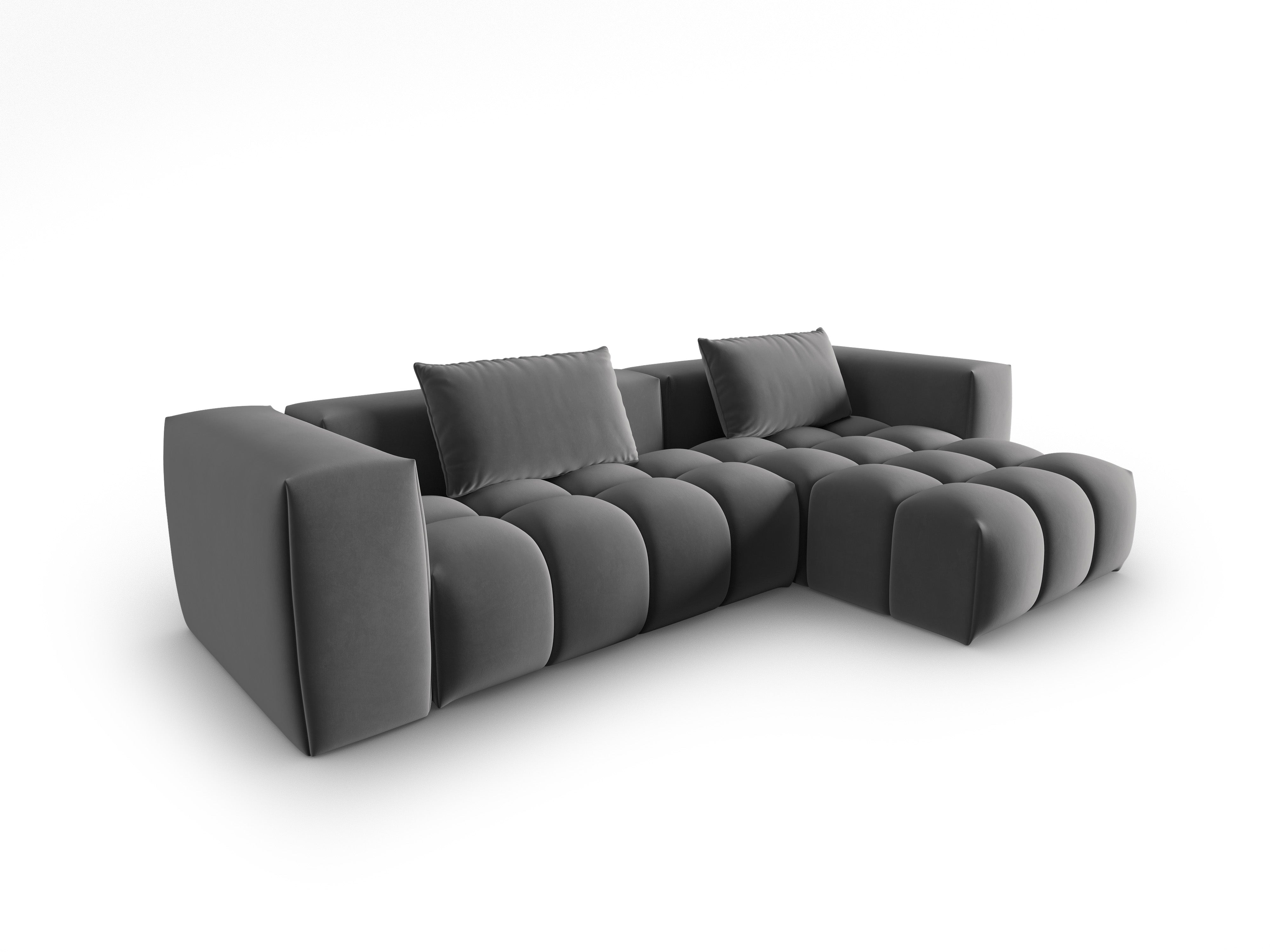 Samt-Ecksofa 3-sitzig rechts VERONA grau