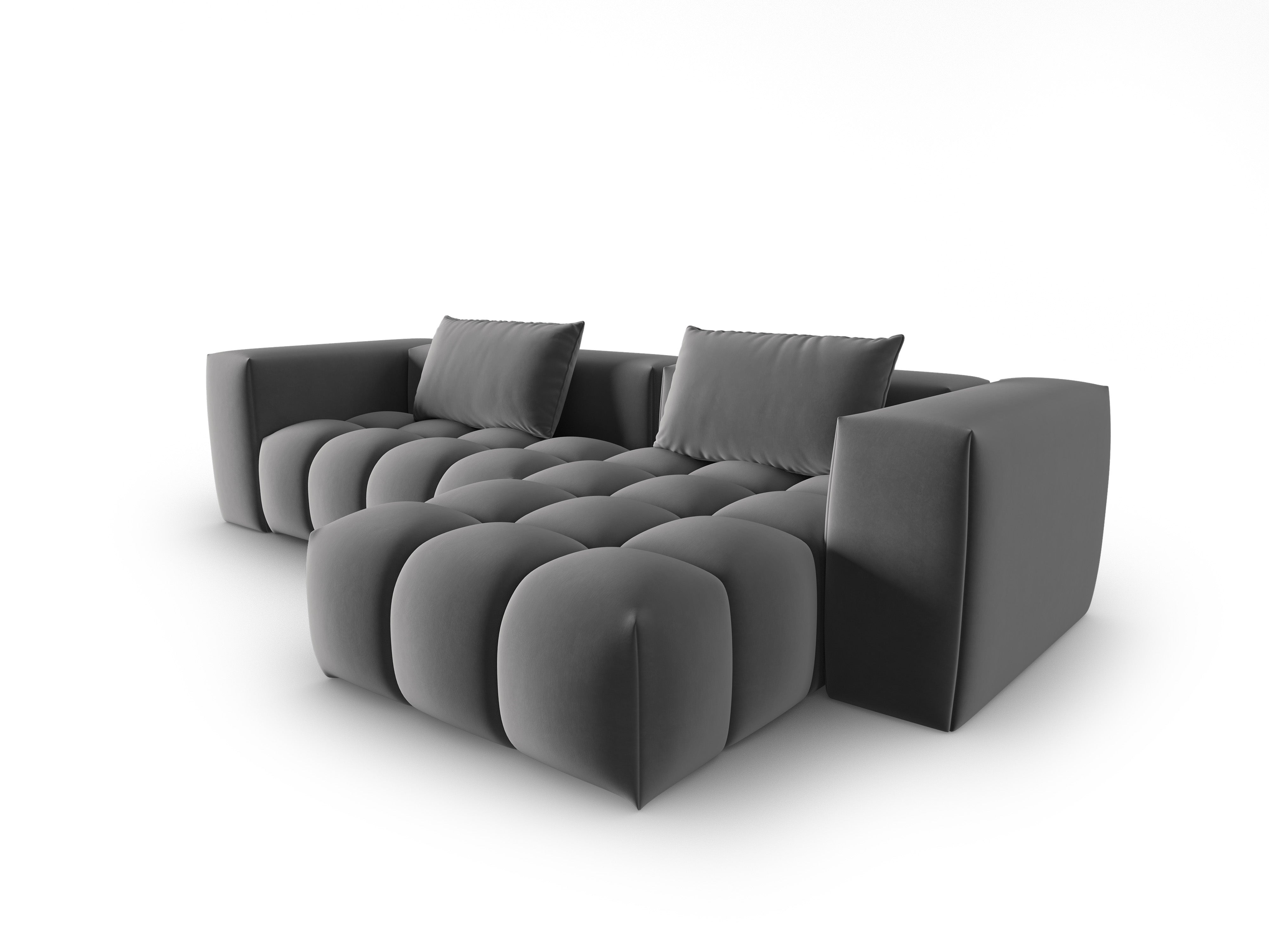 Samt-Ecksofa 3-sitzig rechts VERONA grau