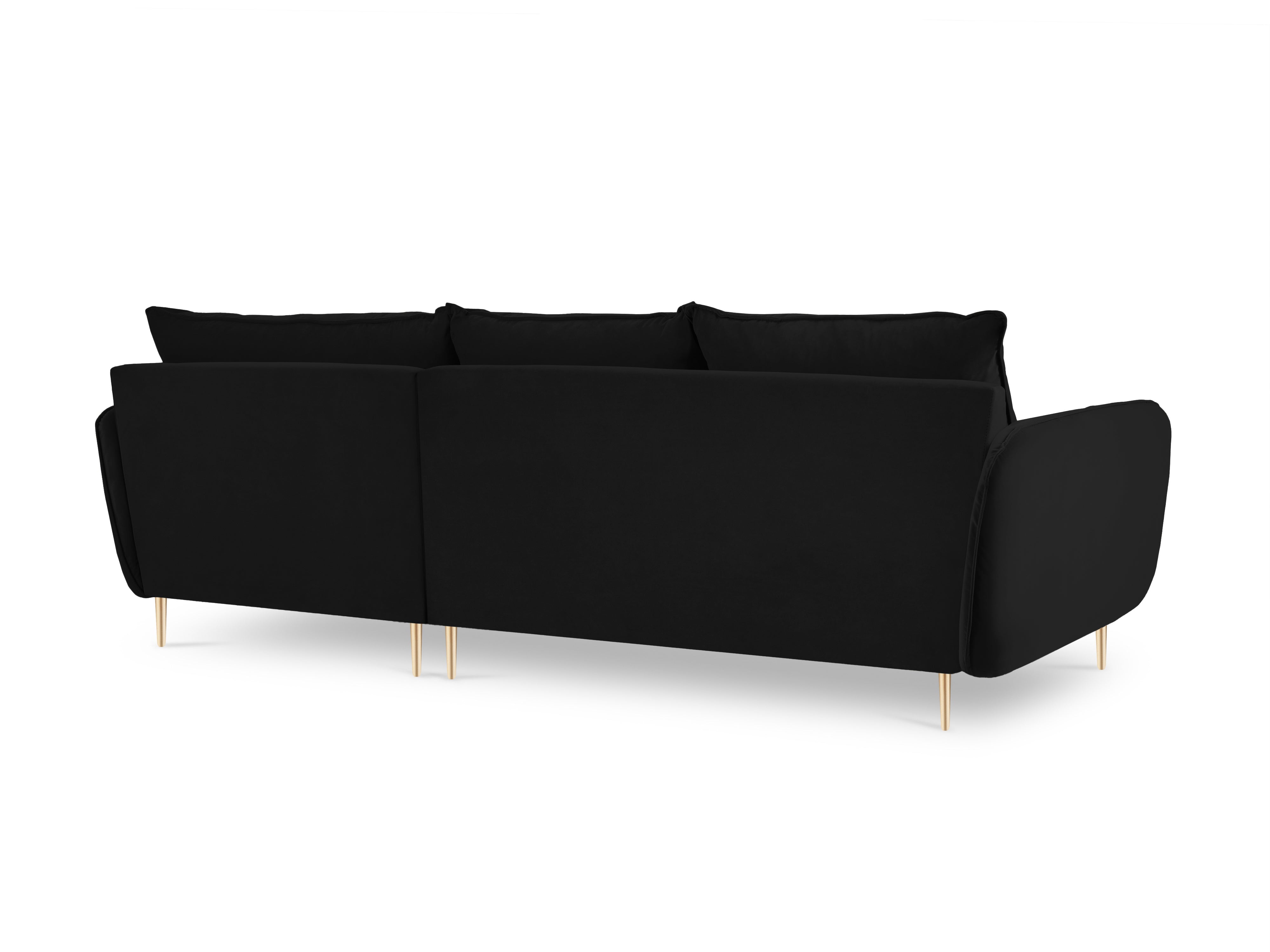 Velvet Corner Sofa Right-Hand 5-Seater VIENNA Black with Gold Base