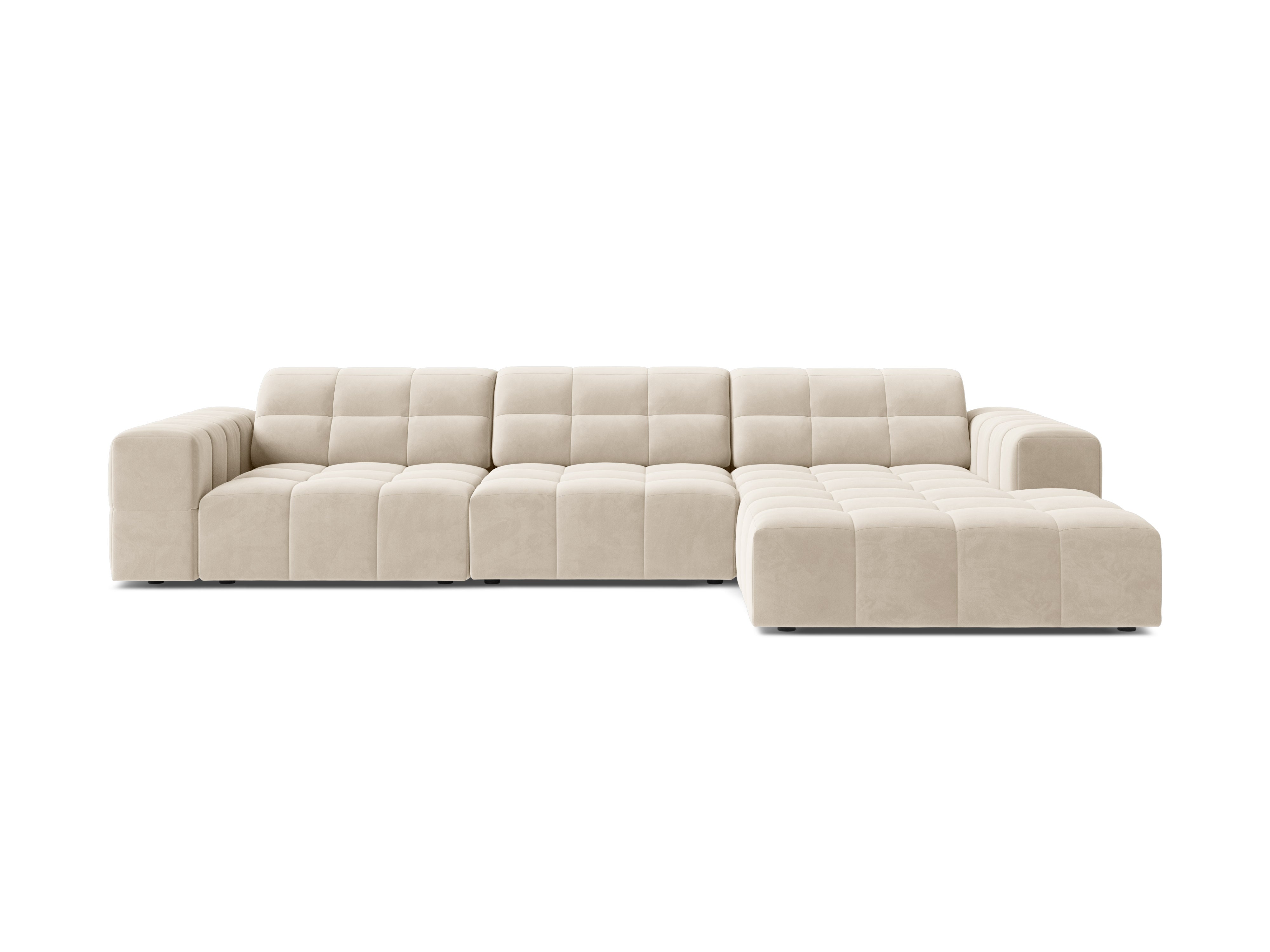 Rechtsseitige Velvet-Ecke 4-Personen leichte Beige Chicago