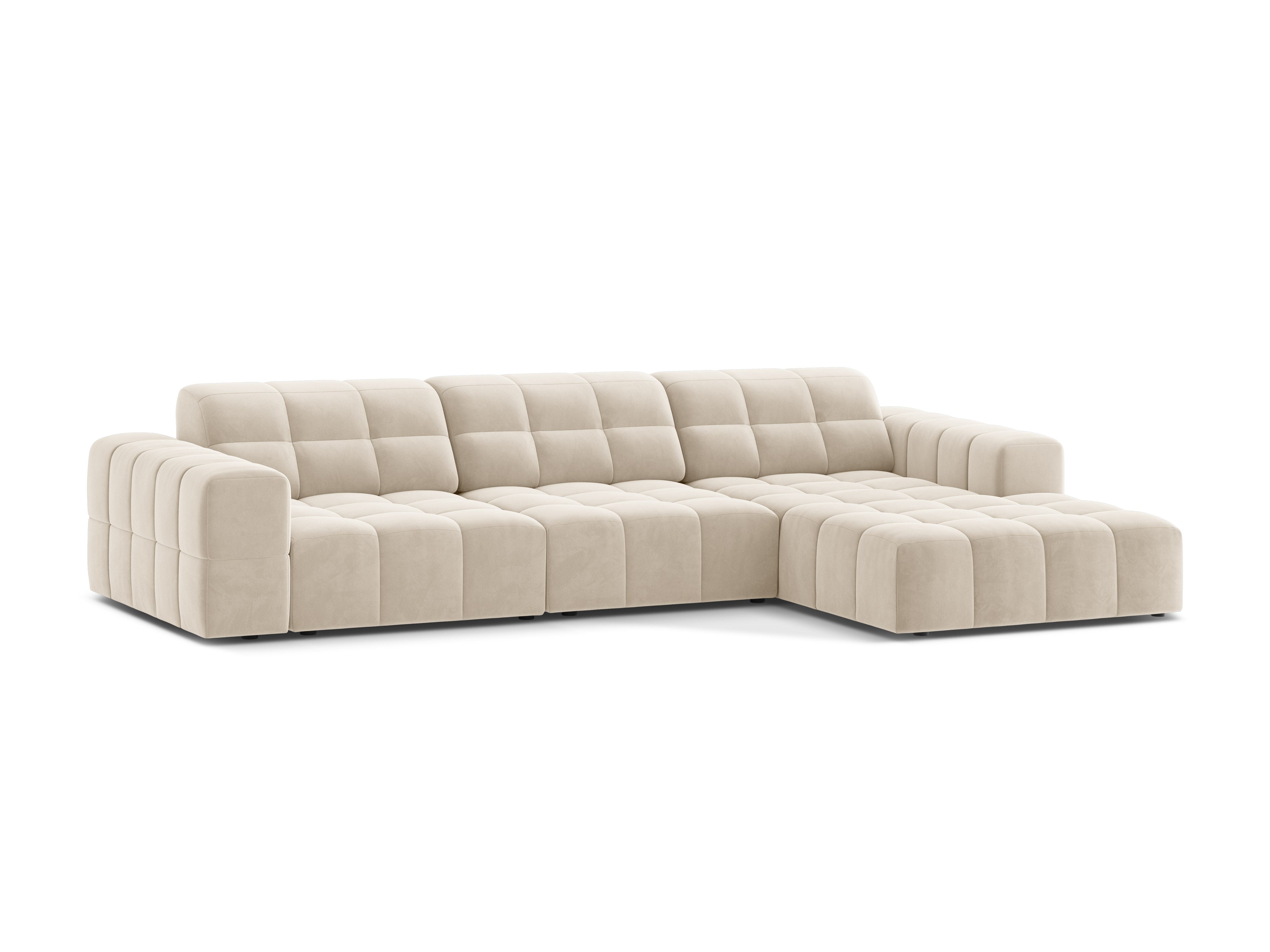 Rechtsseitige Velvet-Ecke 4-Personen leichte Beige Chicago