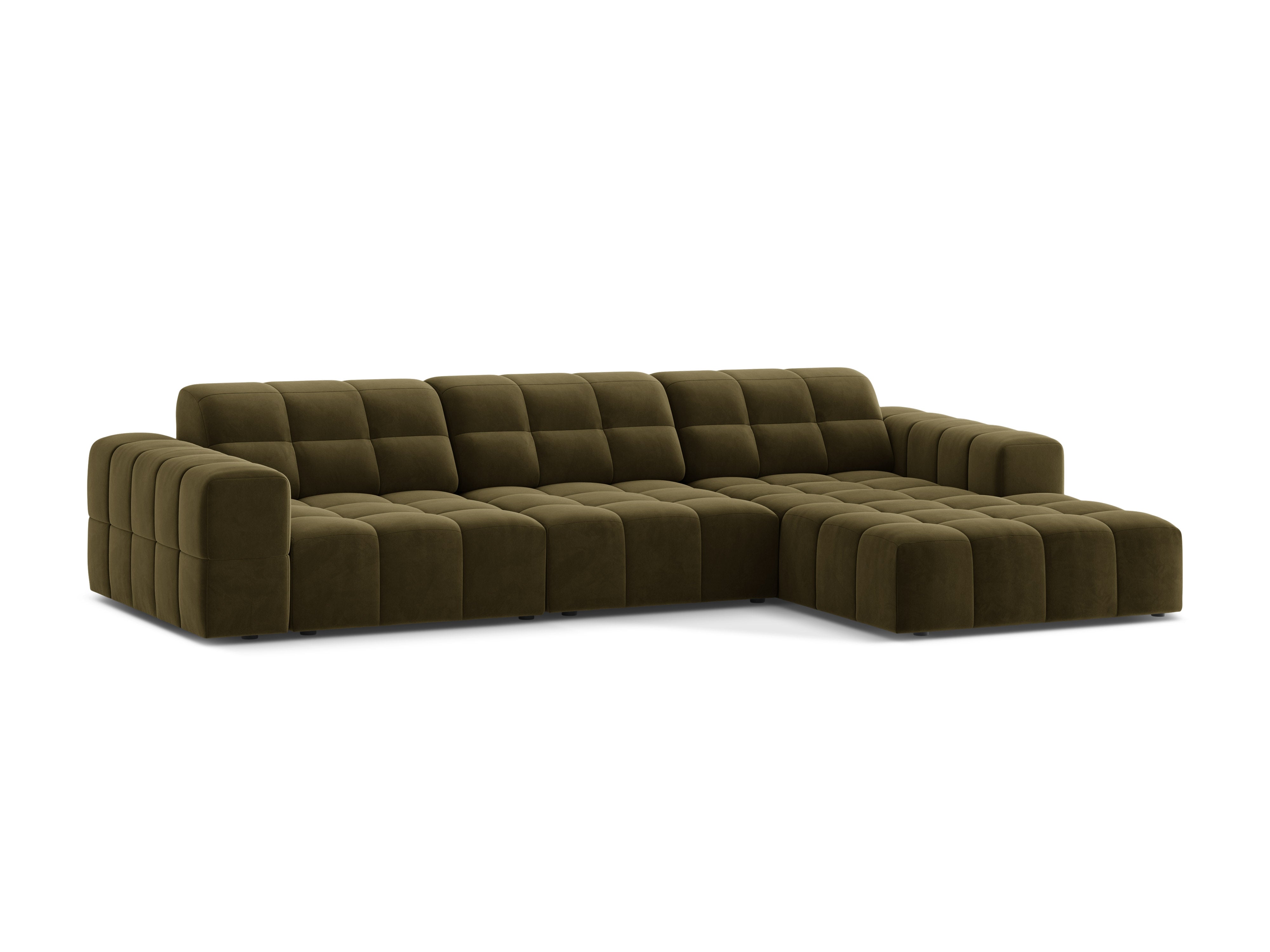 Rechtsseitige Samt-Ecke 4-Personen Olive Chicago