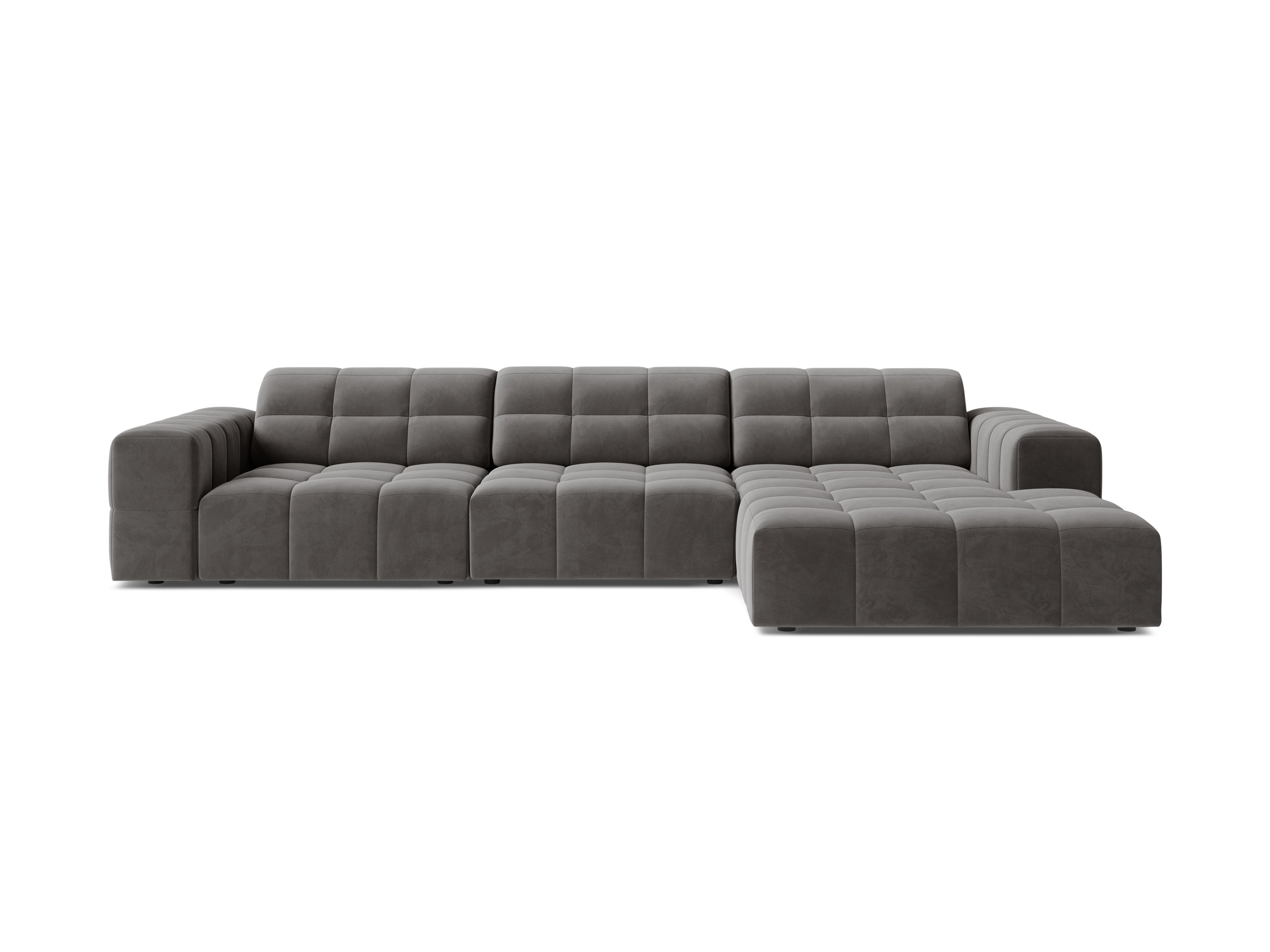 Rechtsseitige Samt-Ecke 4-Sitzer Chicago Gray