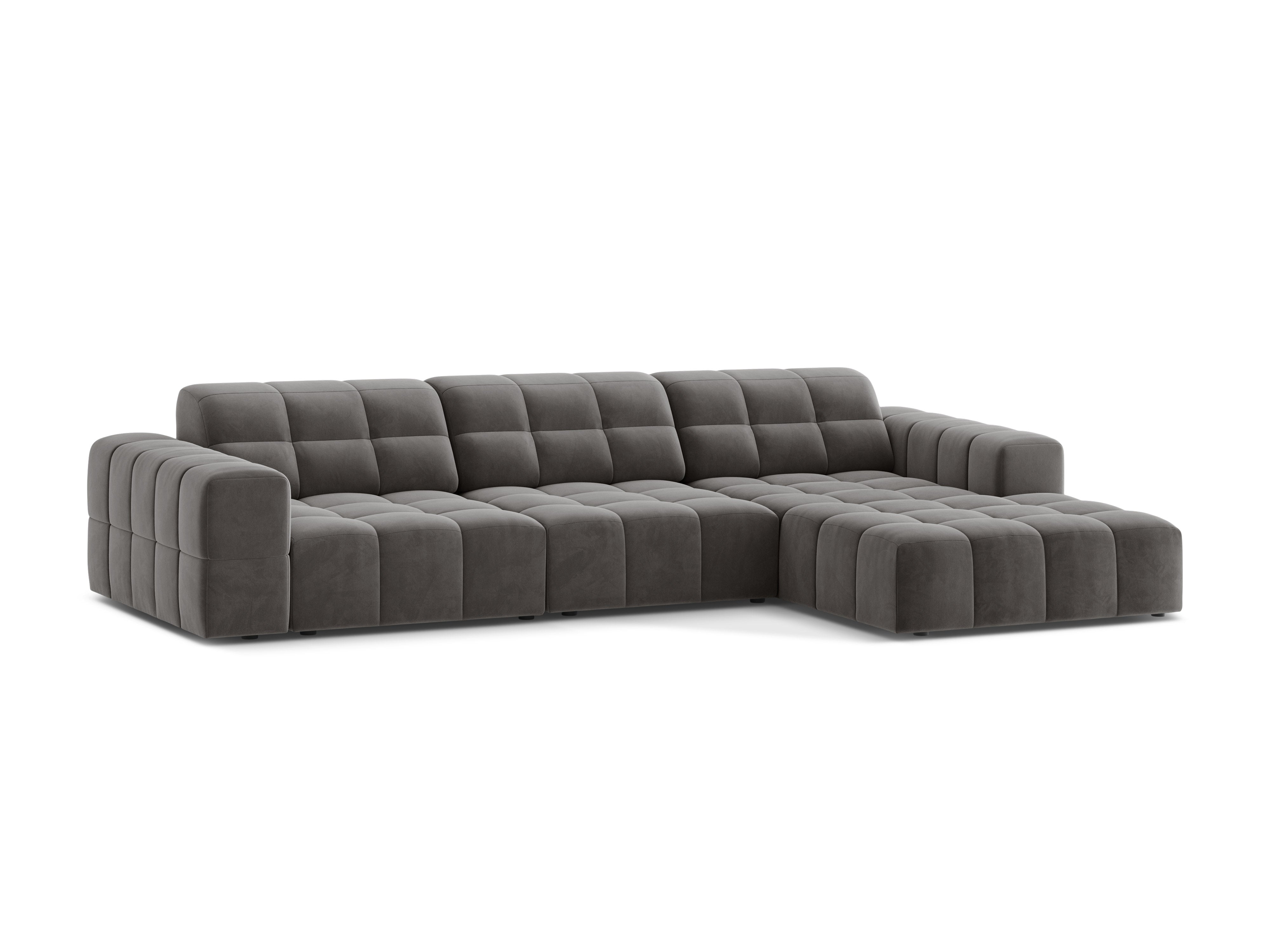 Rechtsseitige Samt-Ecke 4-Sitzer Chicago Gray