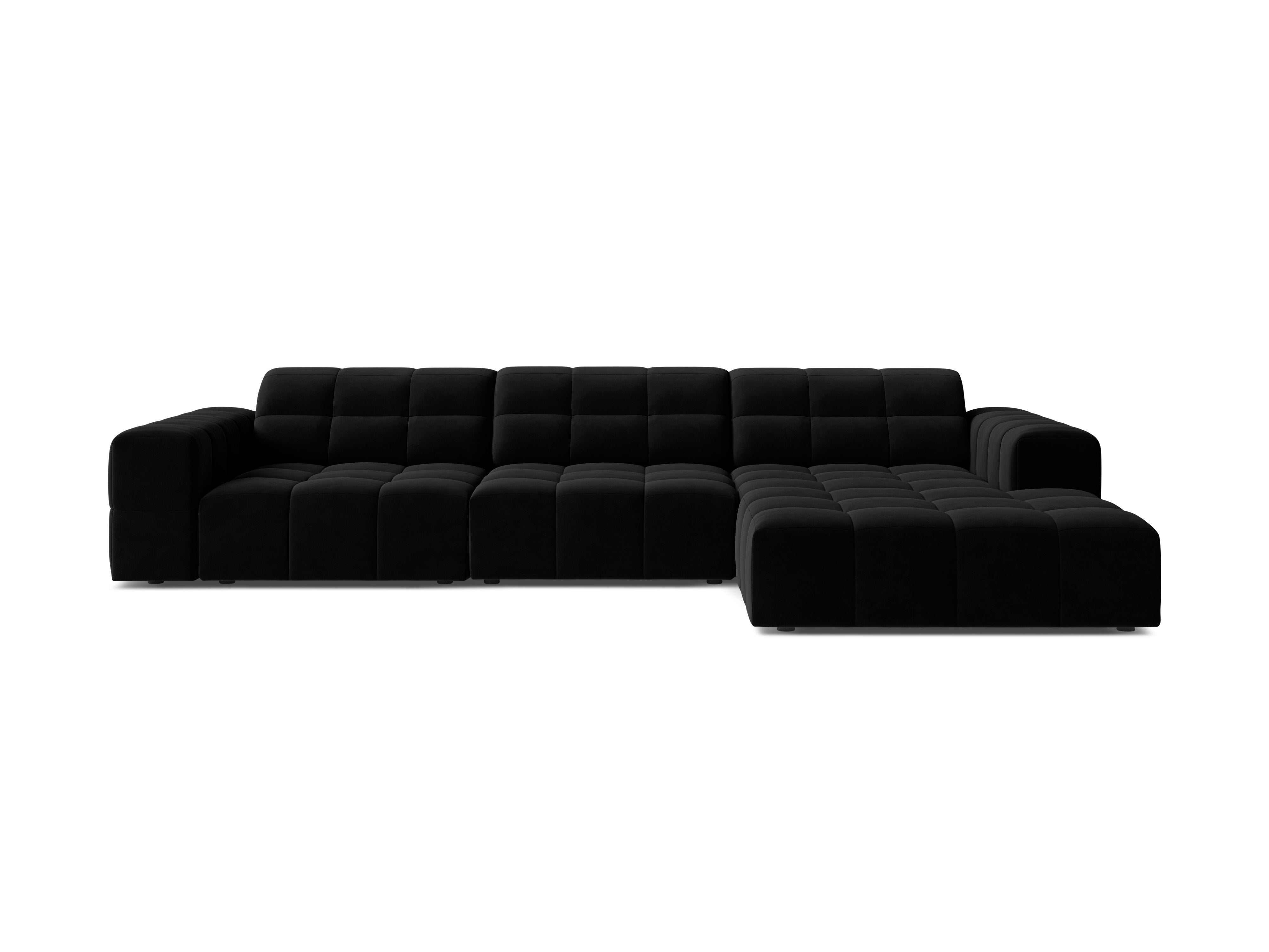 Rechtsseitige Samt-Ecke 4-Sitzer Chicago Black