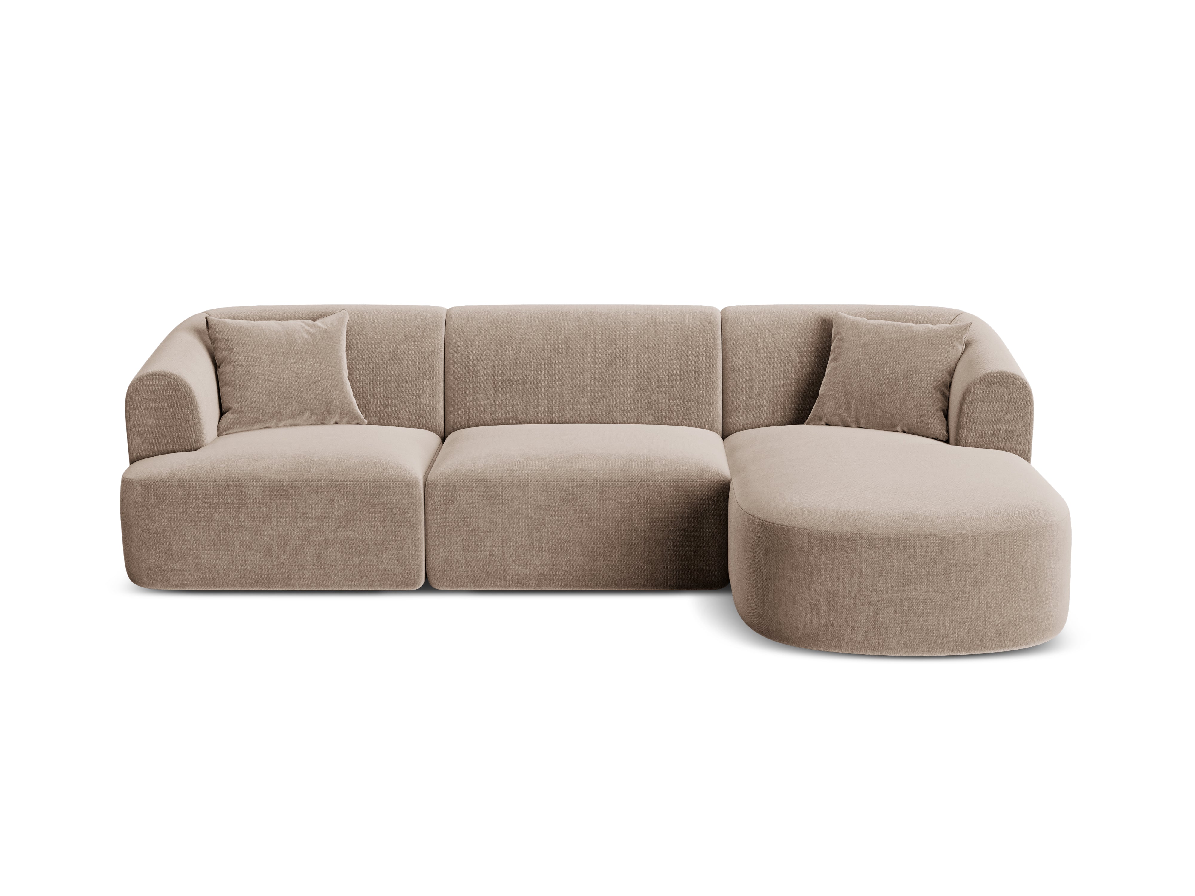Right-facing velvet corner sofa for 4 people CAMPI dark beige