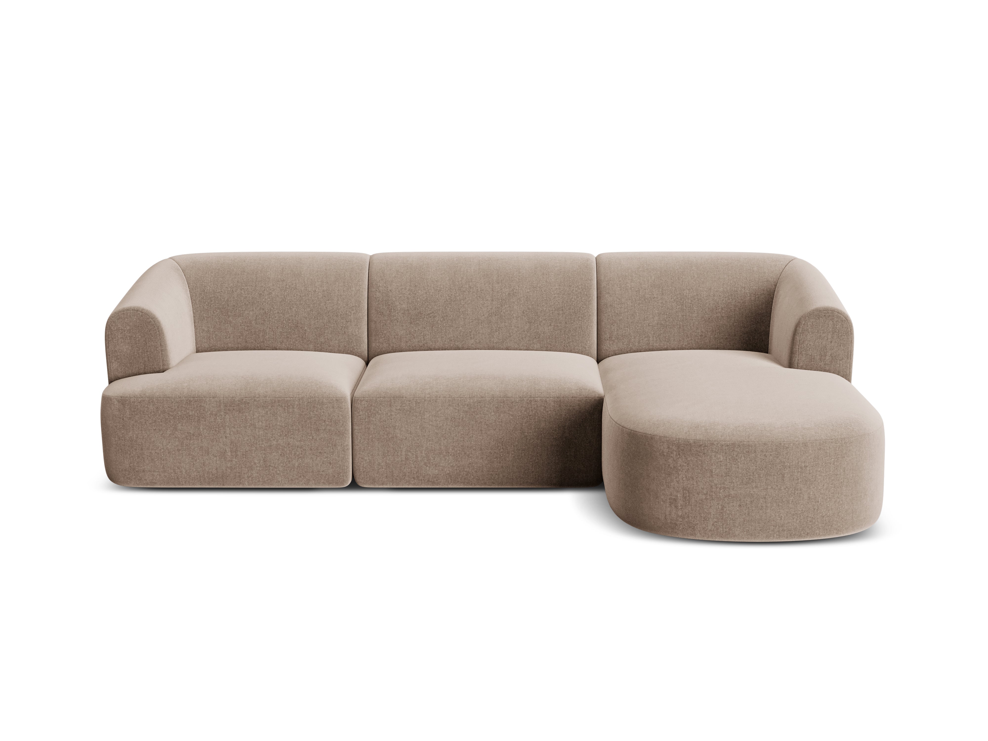 Right-facing velvet corner sofa for 4 people CAMPI dark beige