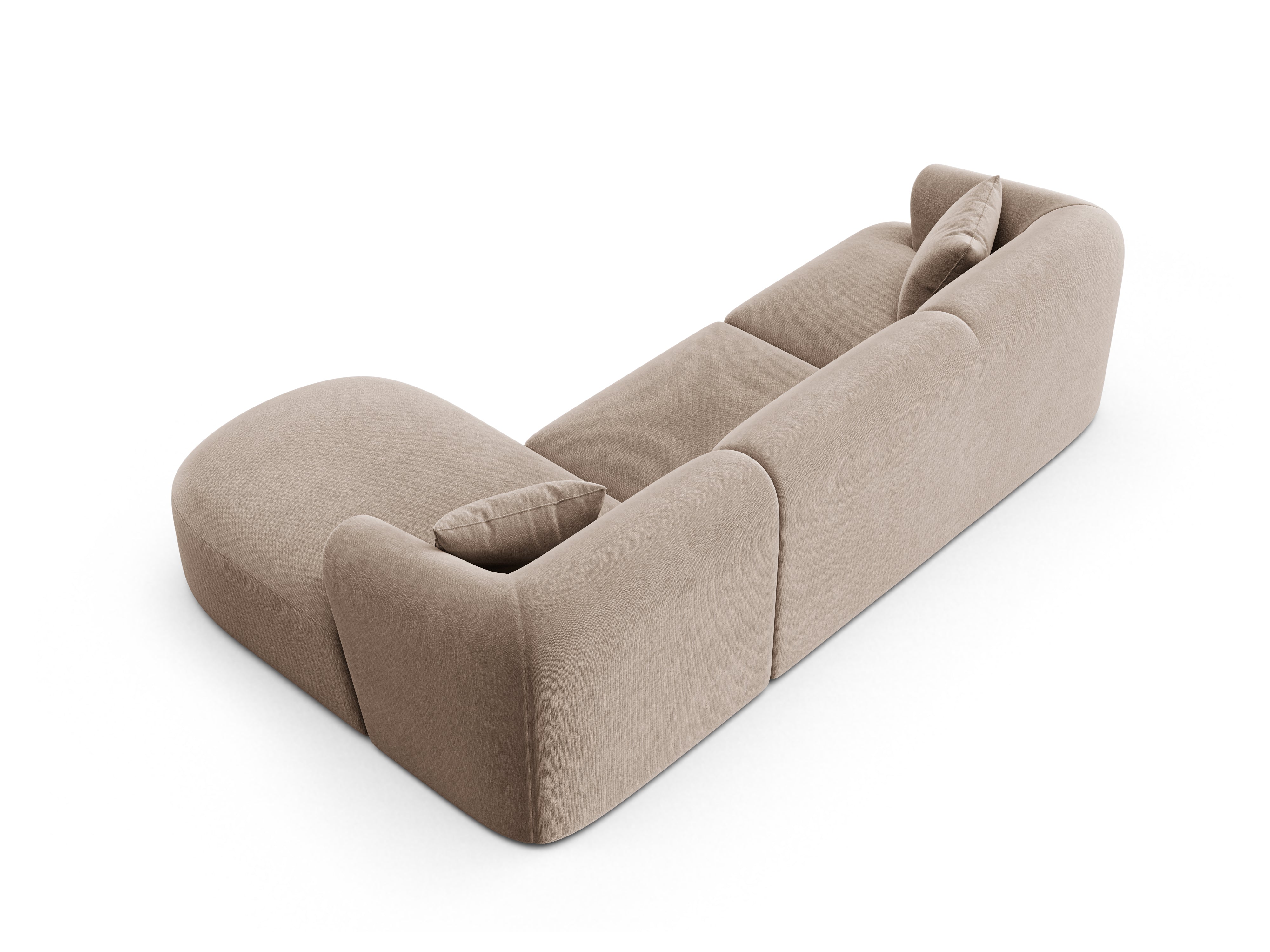 Right-facing velvet corner sofa for 4 people CAMPI dark beige