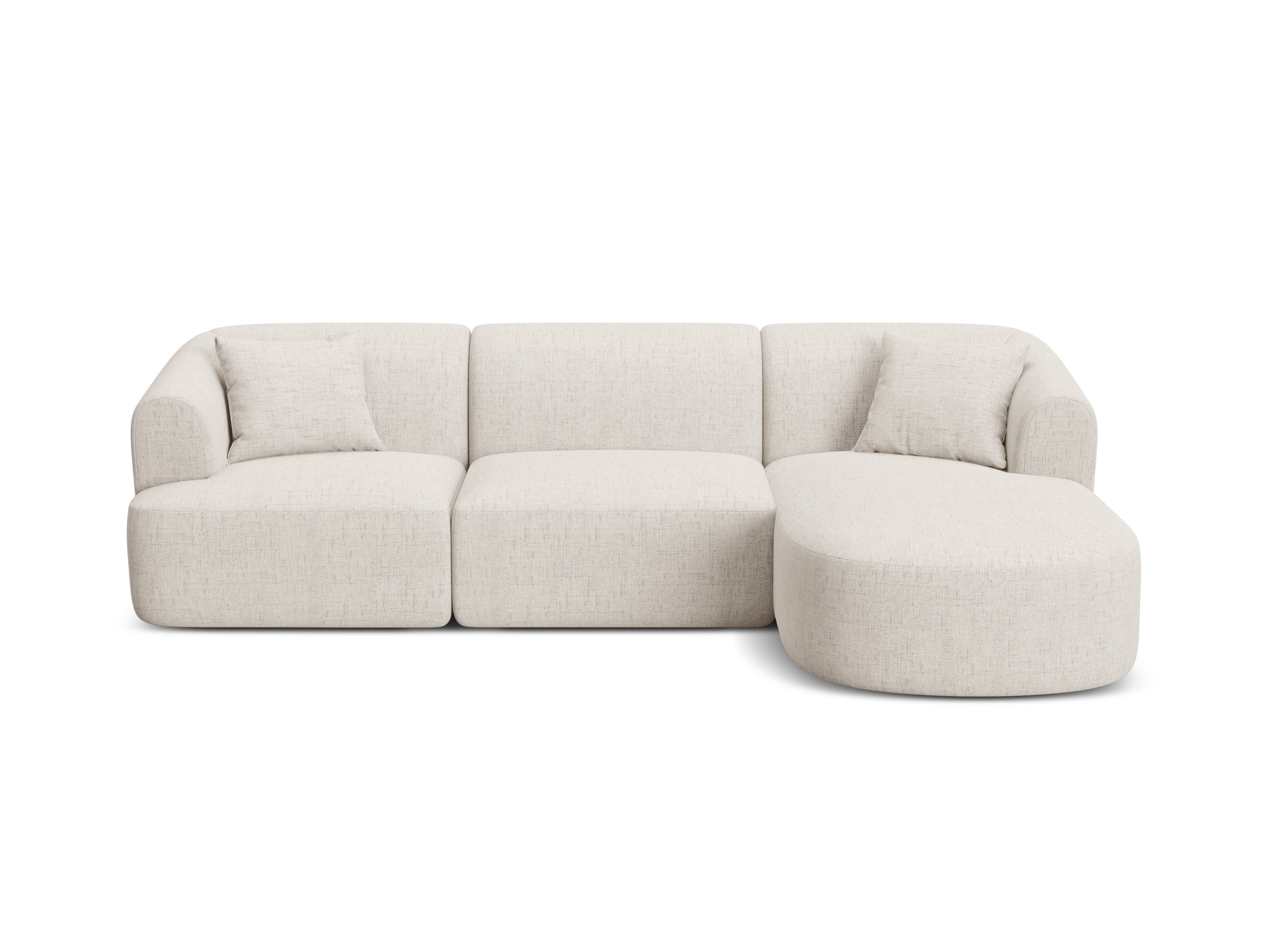 Rechtsseitige 4-Sitzer-Couch CAMPI in cremefarbenem Chenille