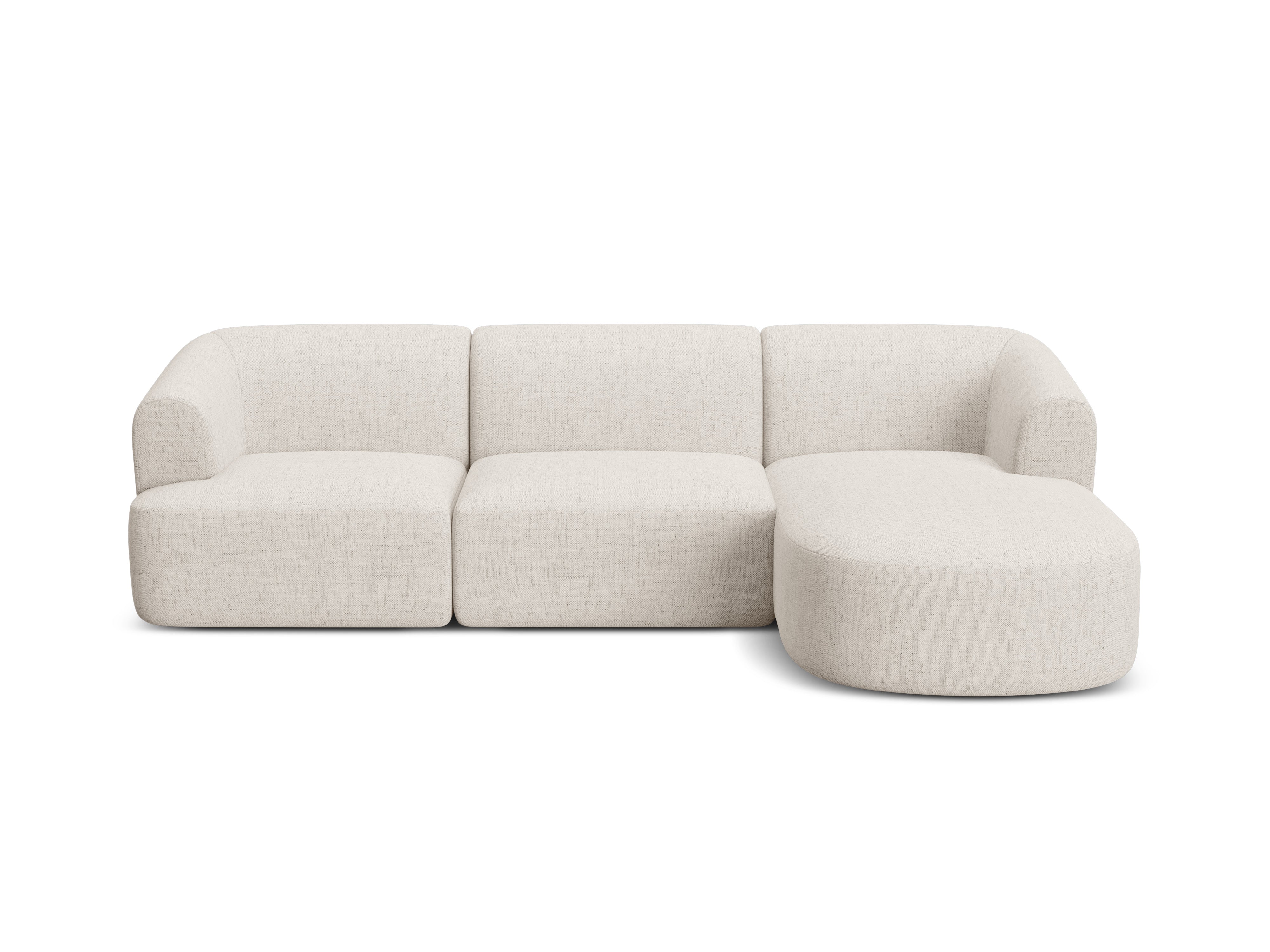 Rechtsseitige 4-Sitzer-Couch CAMPI in cremefarbenem Chenille