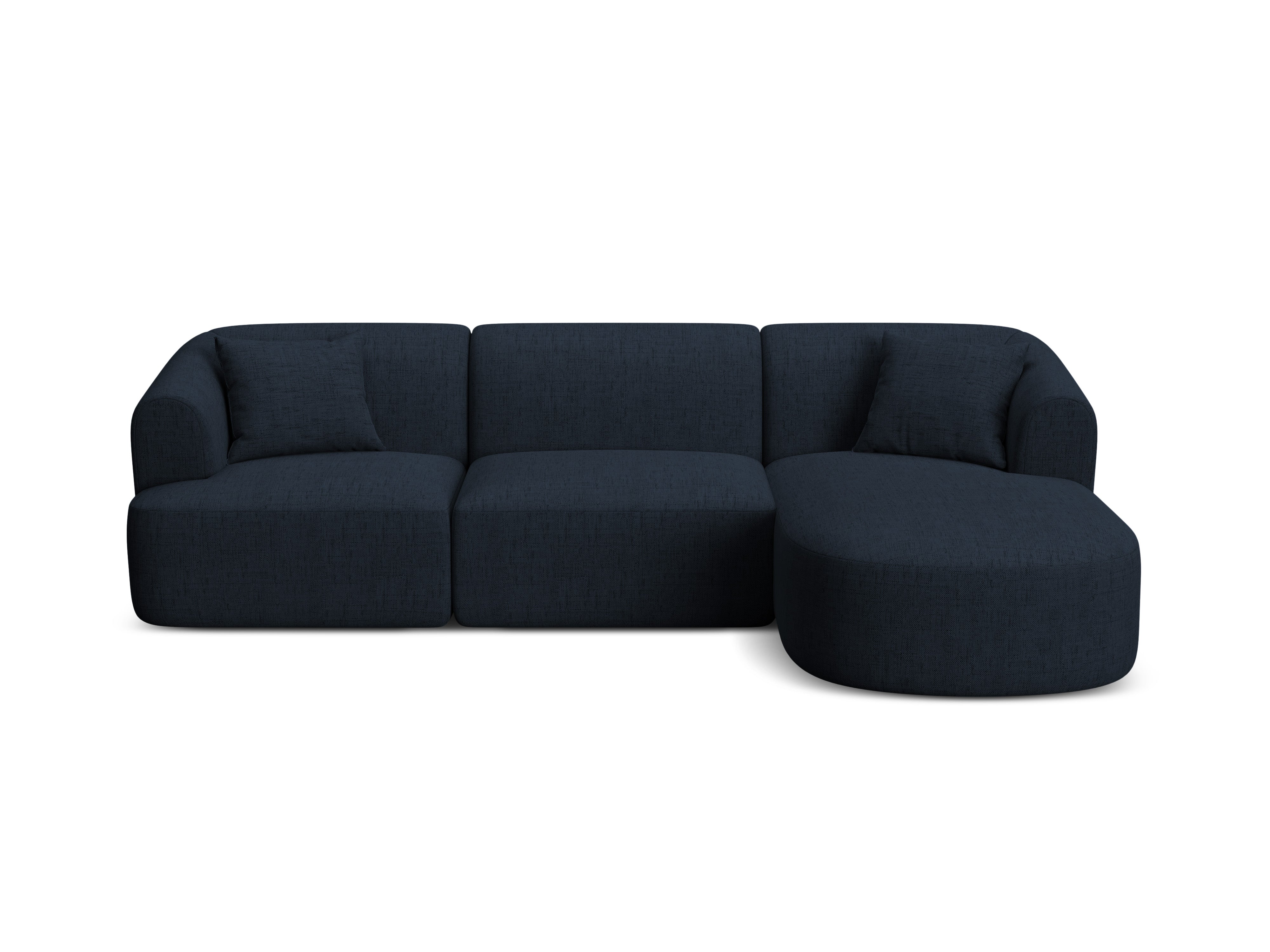 Right-facing 4-seater sofa CAMPI blue chenille