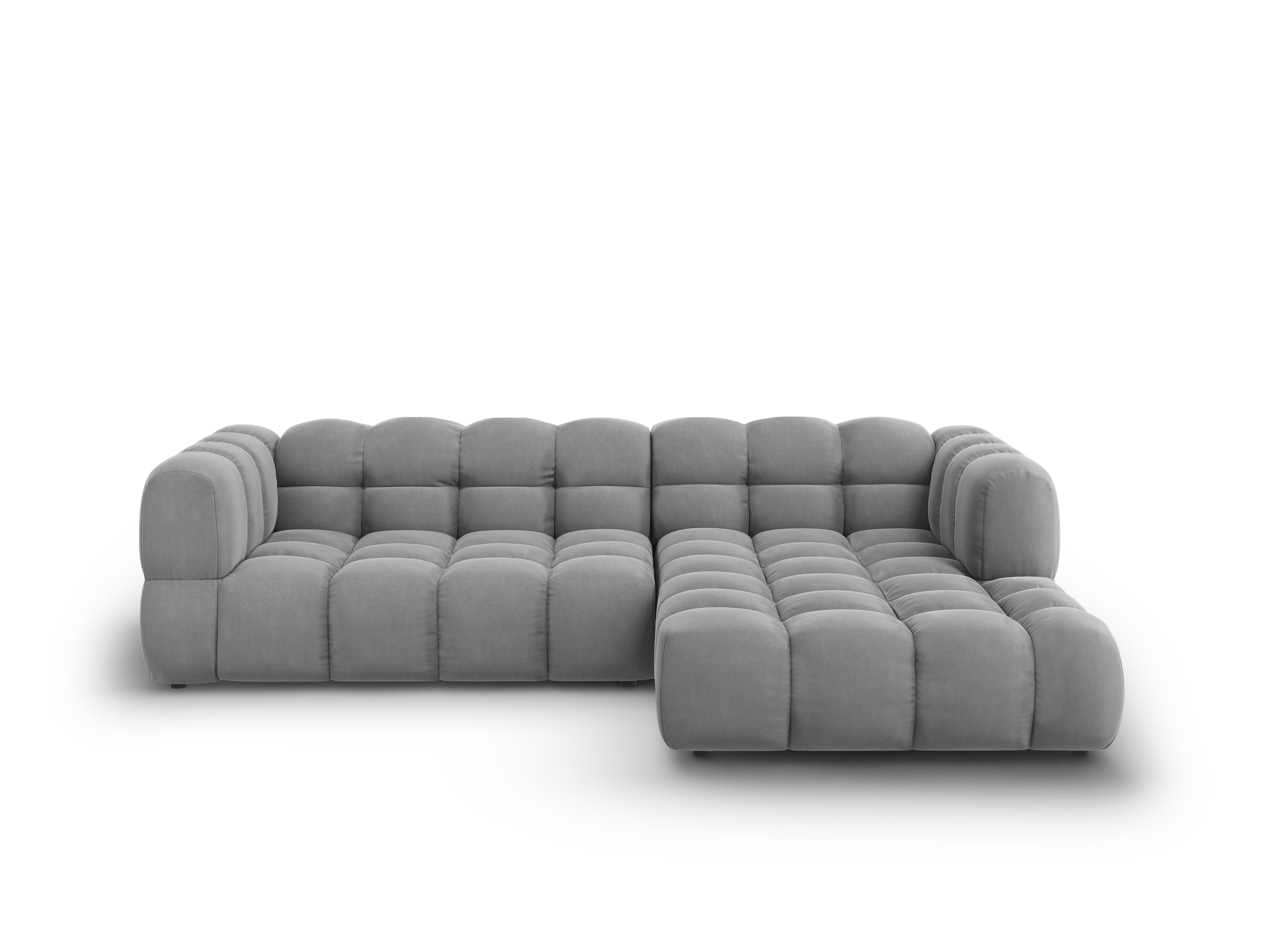 Narożnik aksamitny prawostronny 3,5-osobowy SKY jasnoszary Cosmopolitan Design Eye on Design