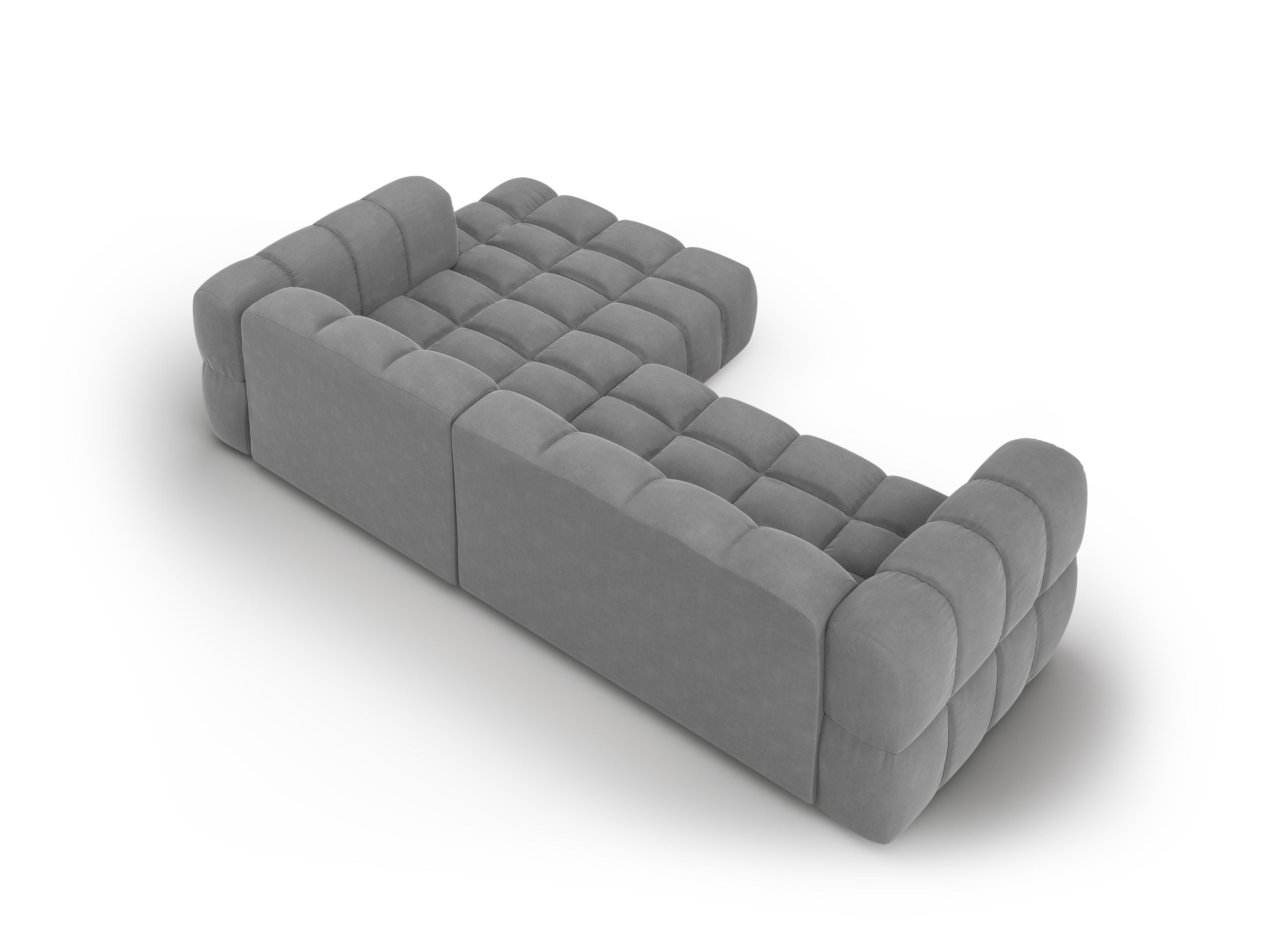 Narożnik aksamitny prawostronny 3,5-osobowy SKY jasnoszary Cosmopolitan Design Eye on Design