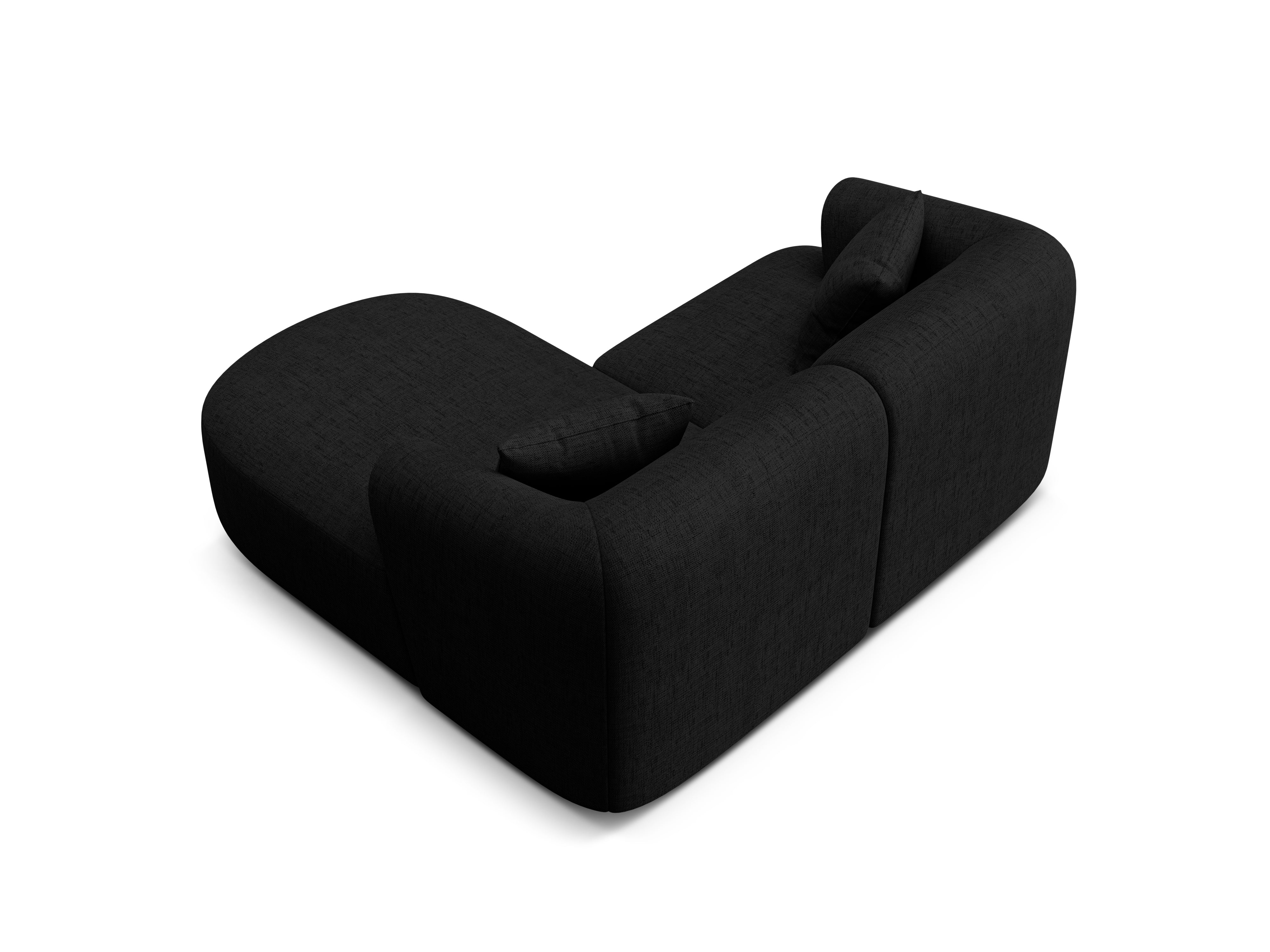 Rechtsseitige 3-Sitzer-Couch CAMPI schwarzer Chenille