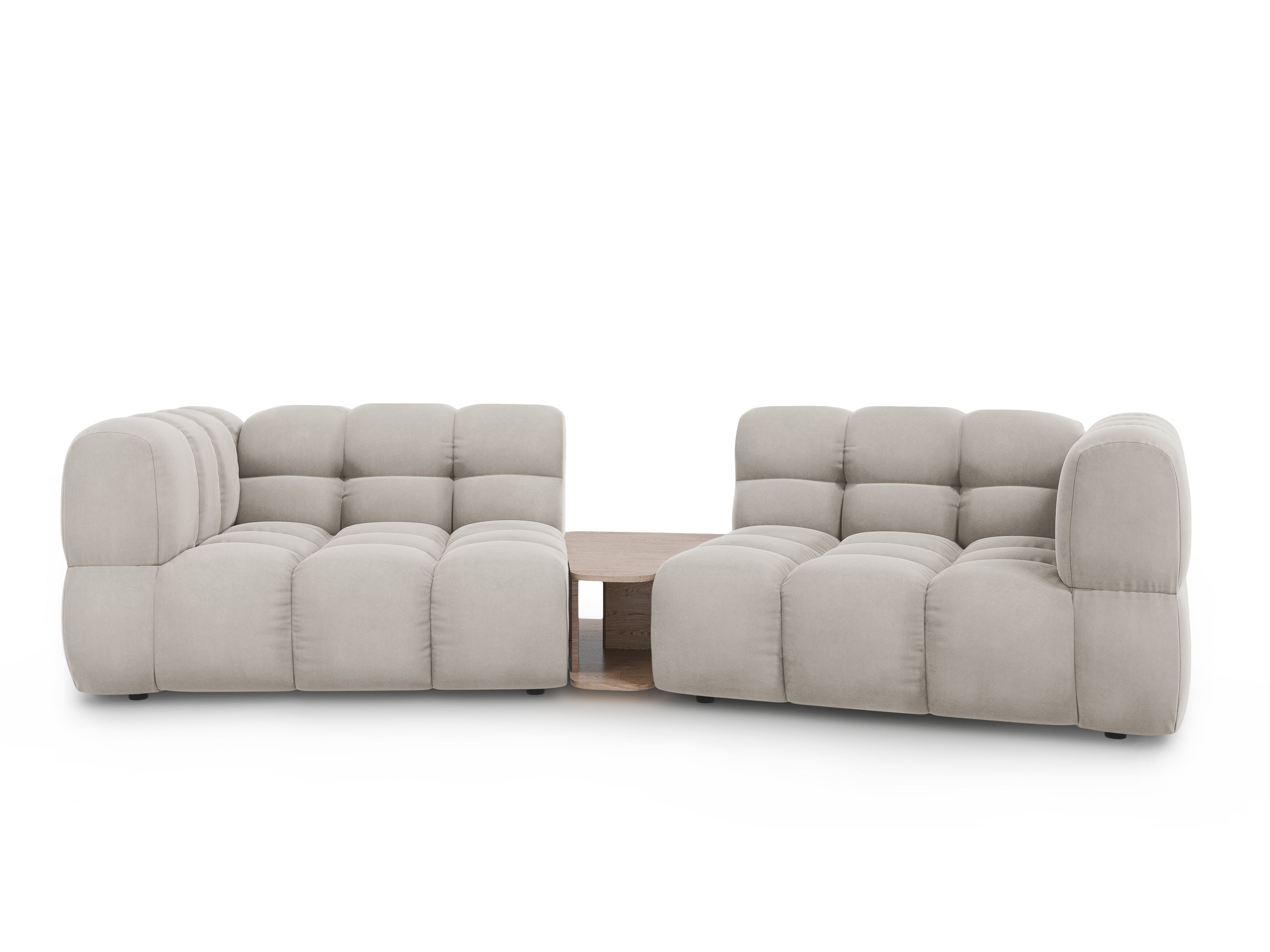 Sofa aksamitna 2-osobowa zaokrąglona ze stolikiem SKY kość słoniowa Cosmopolitan Design Eye on Design