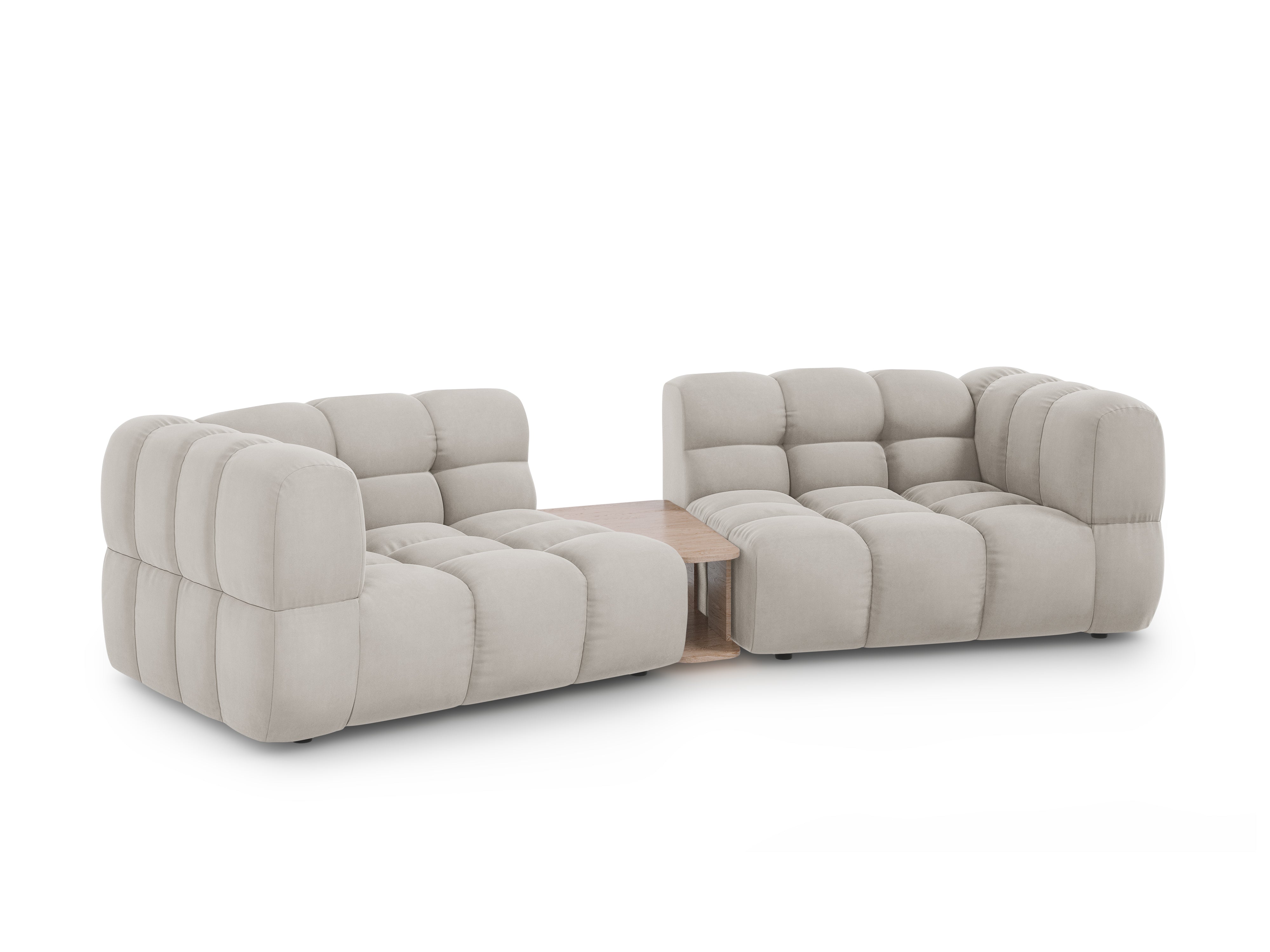 Sofa aksamitna 2-osobowa zaokrąglona ze stolikiem SKY kość słoniowa Cosmopolitan Design Eye on Design