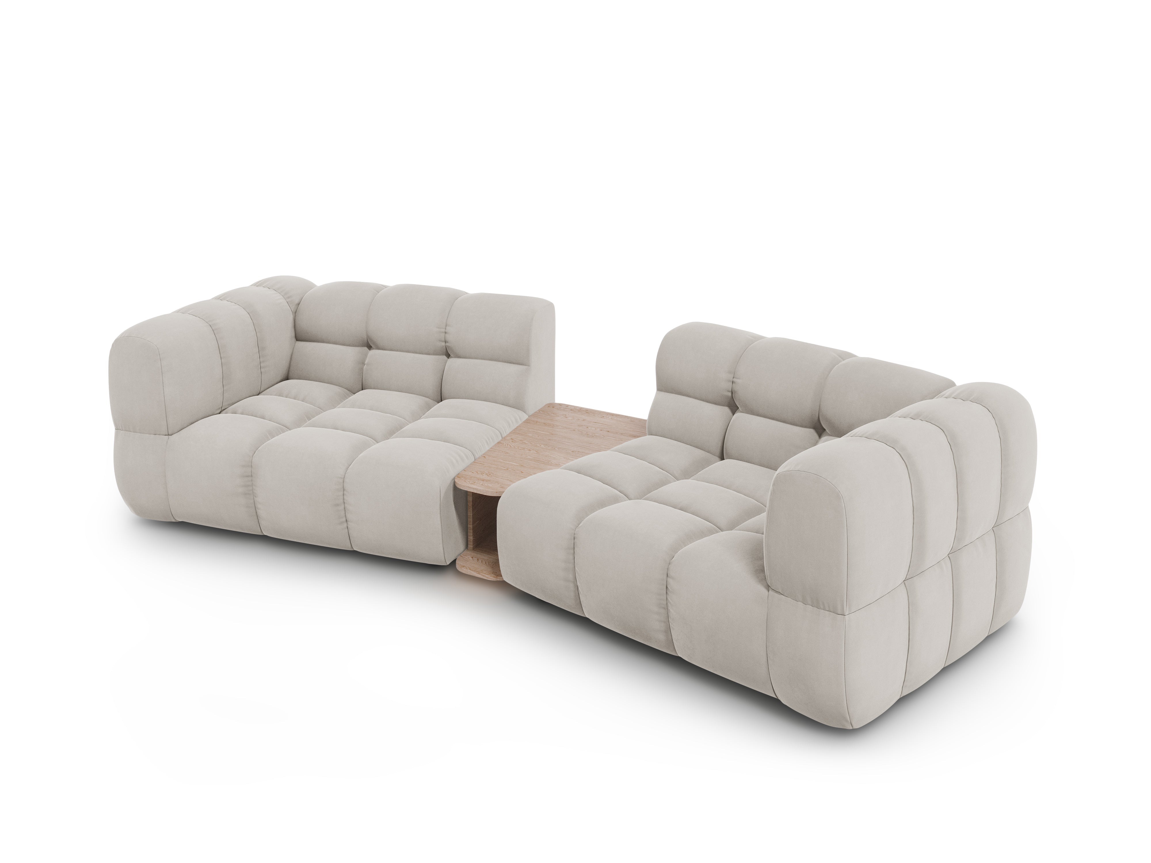 Sofa aksamitna 2-osobowa zaokrąglona ze stolikiem SKY kość słoniowa Cosmopolitan Design Eye on Design