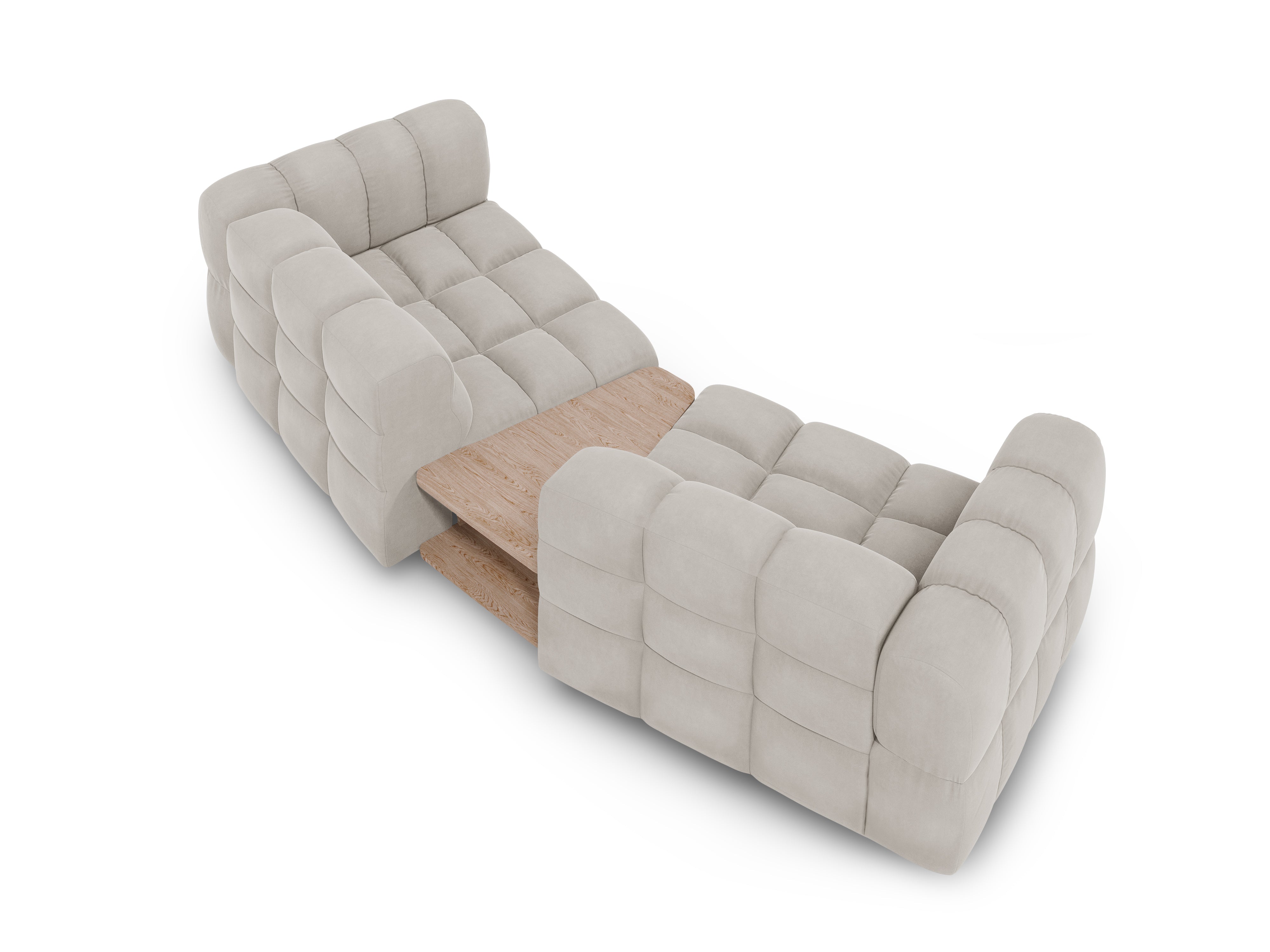 Sofa aksamitna 2-osobowa zaokrąglona ze stolikiem SKY kość słoniowa Cosmopolitan Design Eye on Design