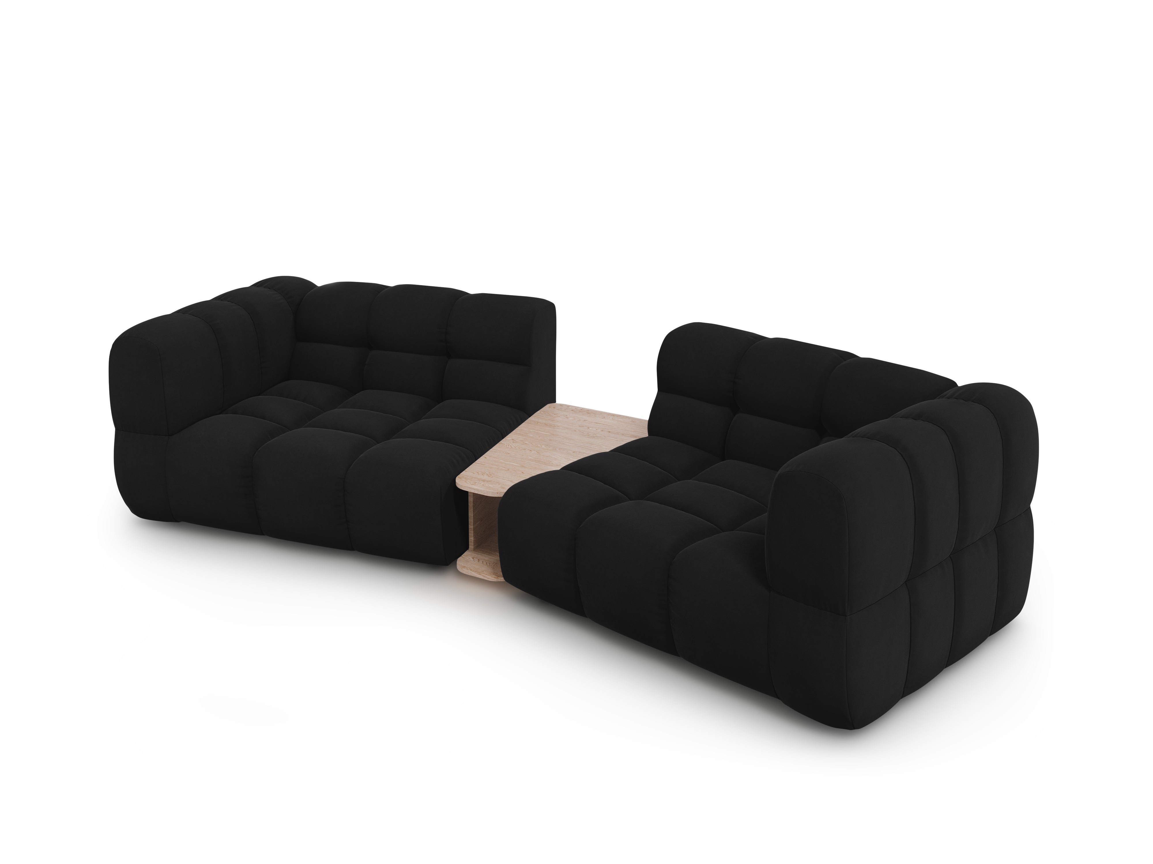 Sofa aksamitna 2-osobowa zaokrąglona ze stolikiem SKY czarny Cosmopolitan Design Eye on Design