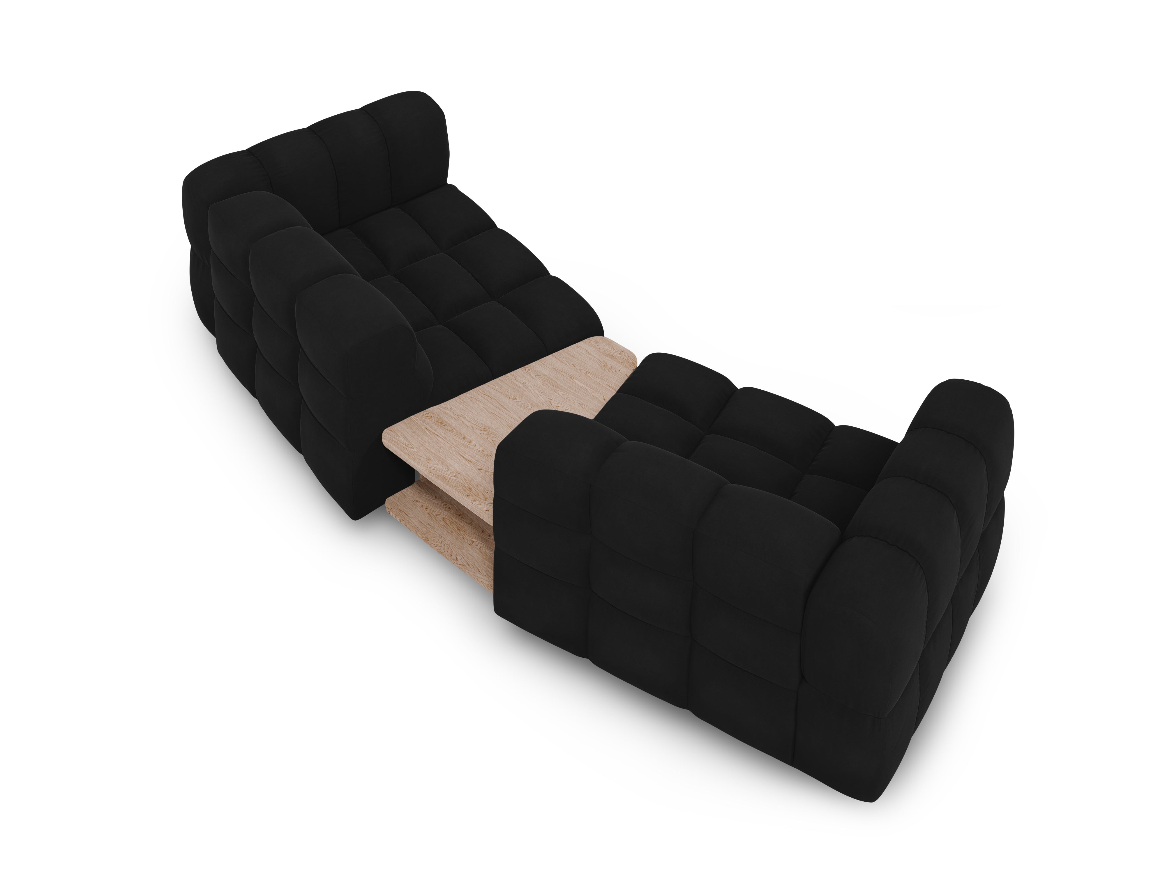 Sofa aksamitna 2-osobowa zaokrąglona ze stolikiem SKY czarny Cosmopolitan Design Eye on Design