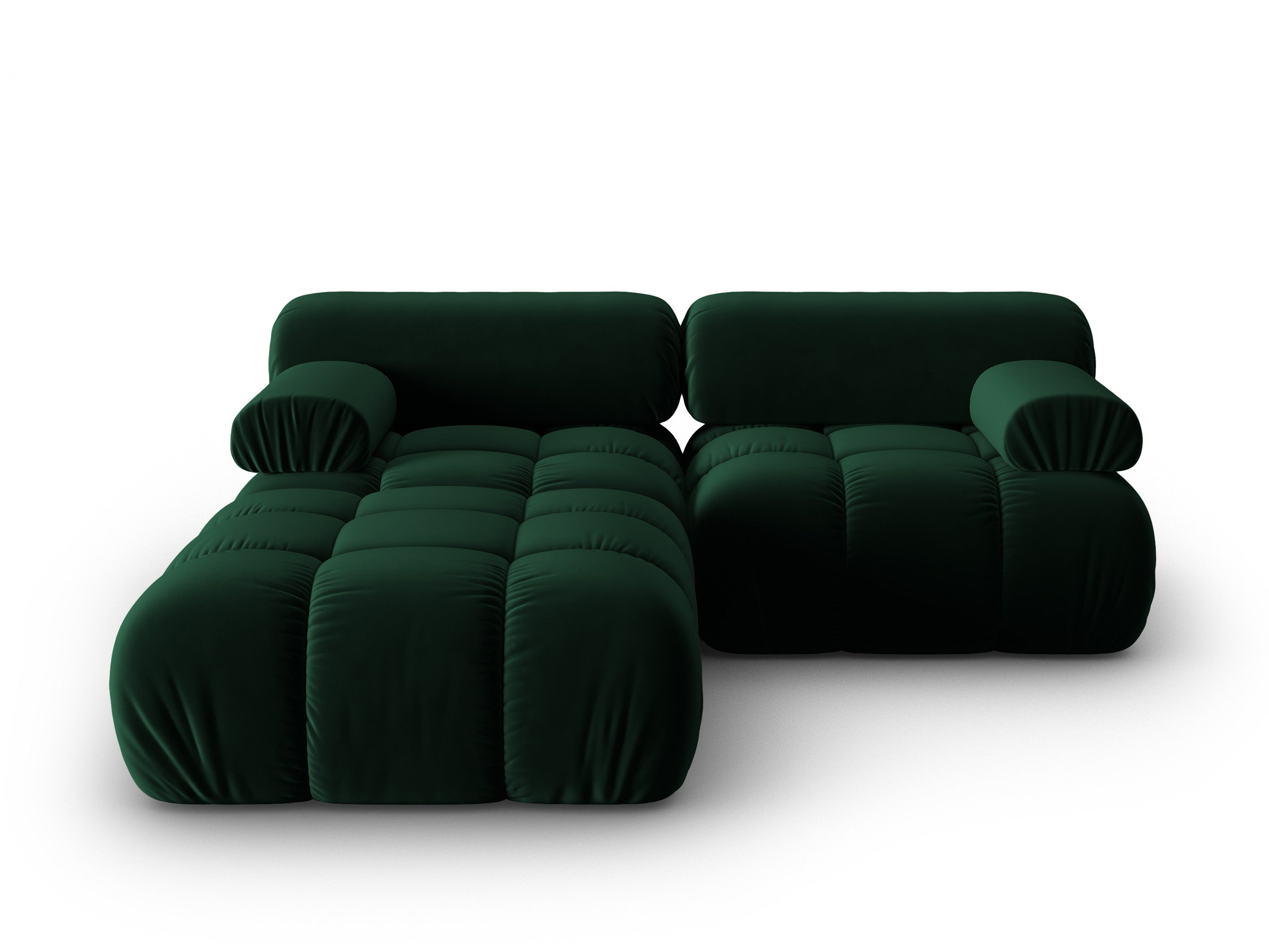 Samt-Ecksofa 3-Sitzer CORTINA flaschengrün