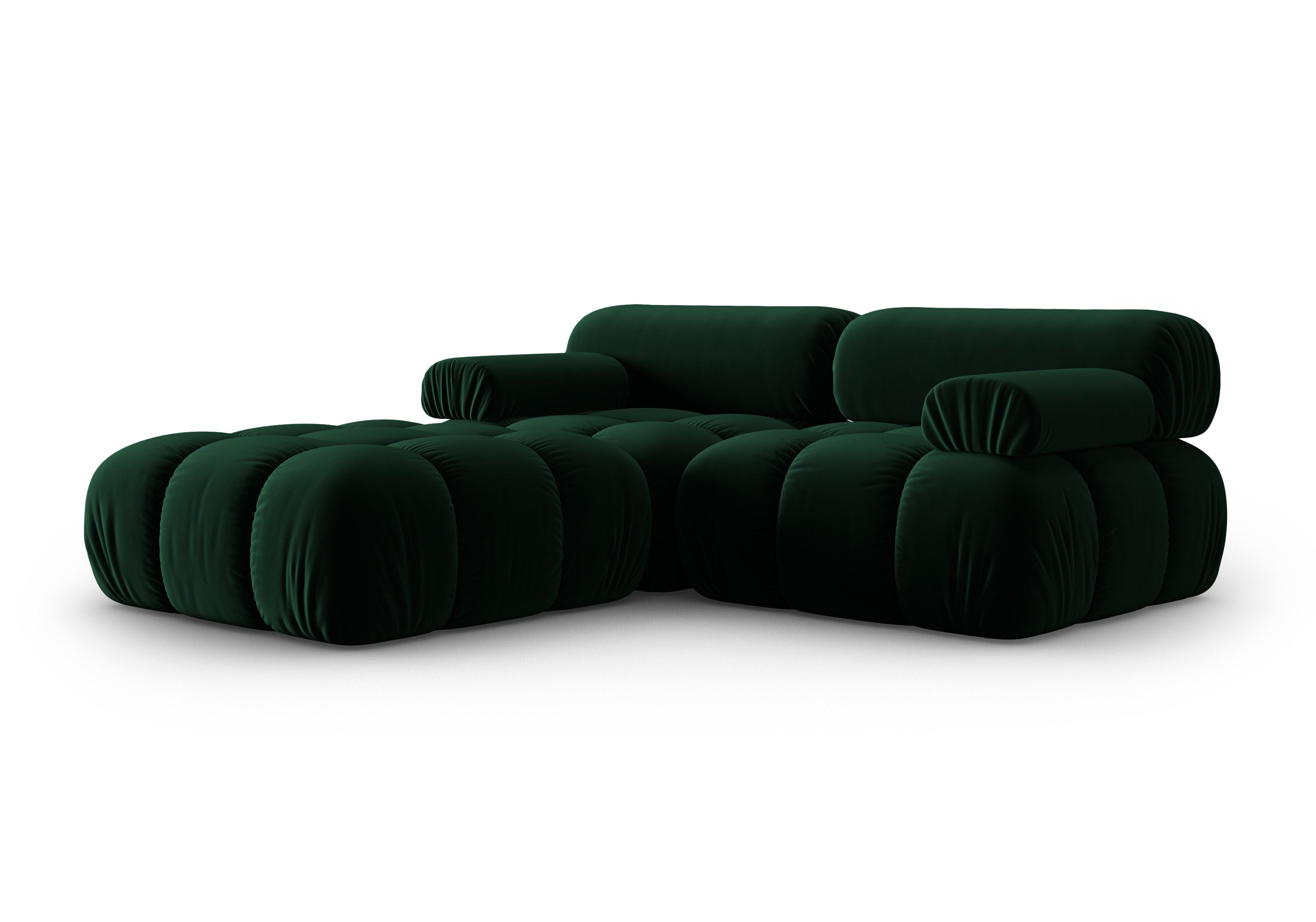 Samt-Ecksofa 3-Sitzer CORTINA flaschengrün