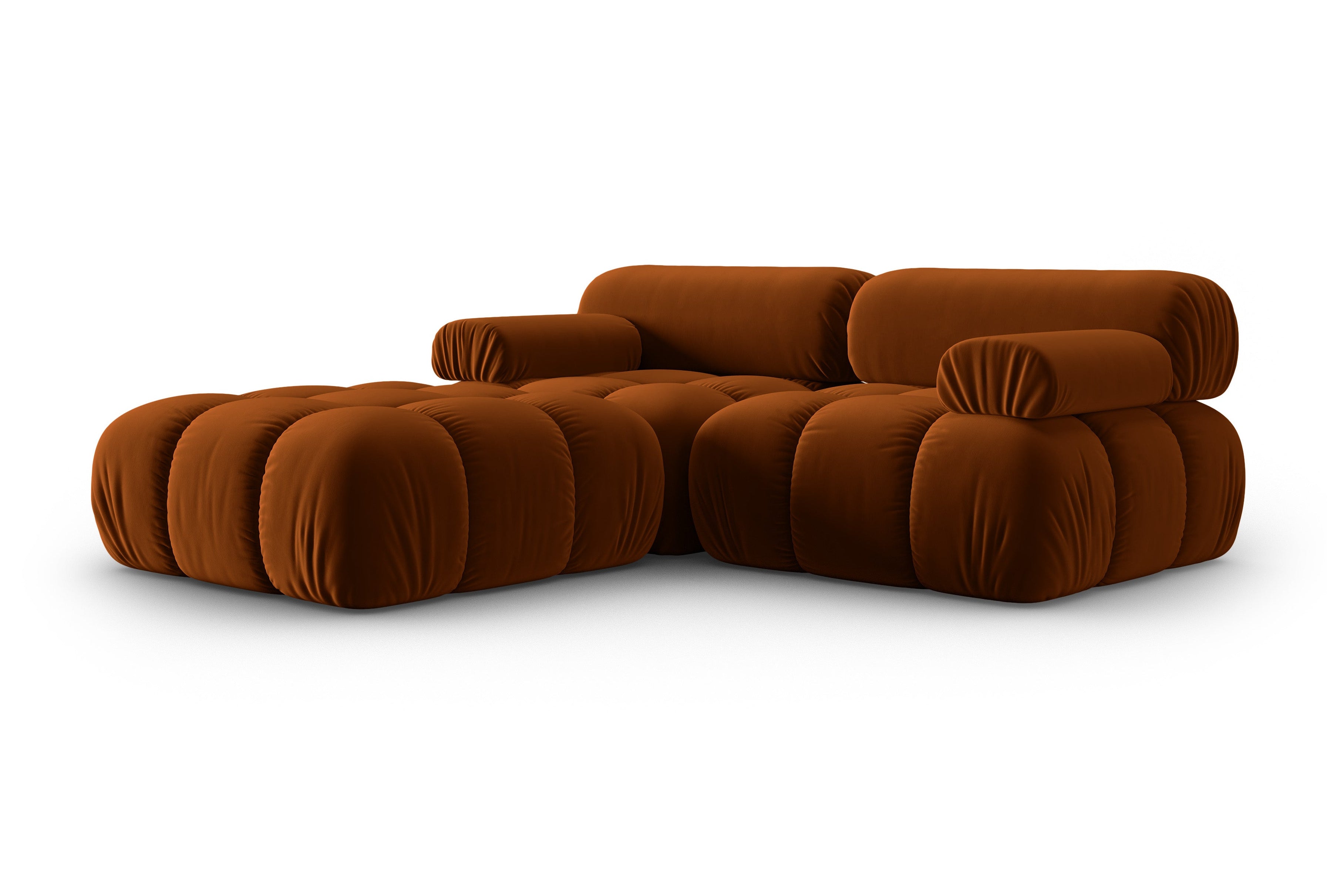 Samt-Ecksofa 3-Sitzer CORTINA ziegelrot