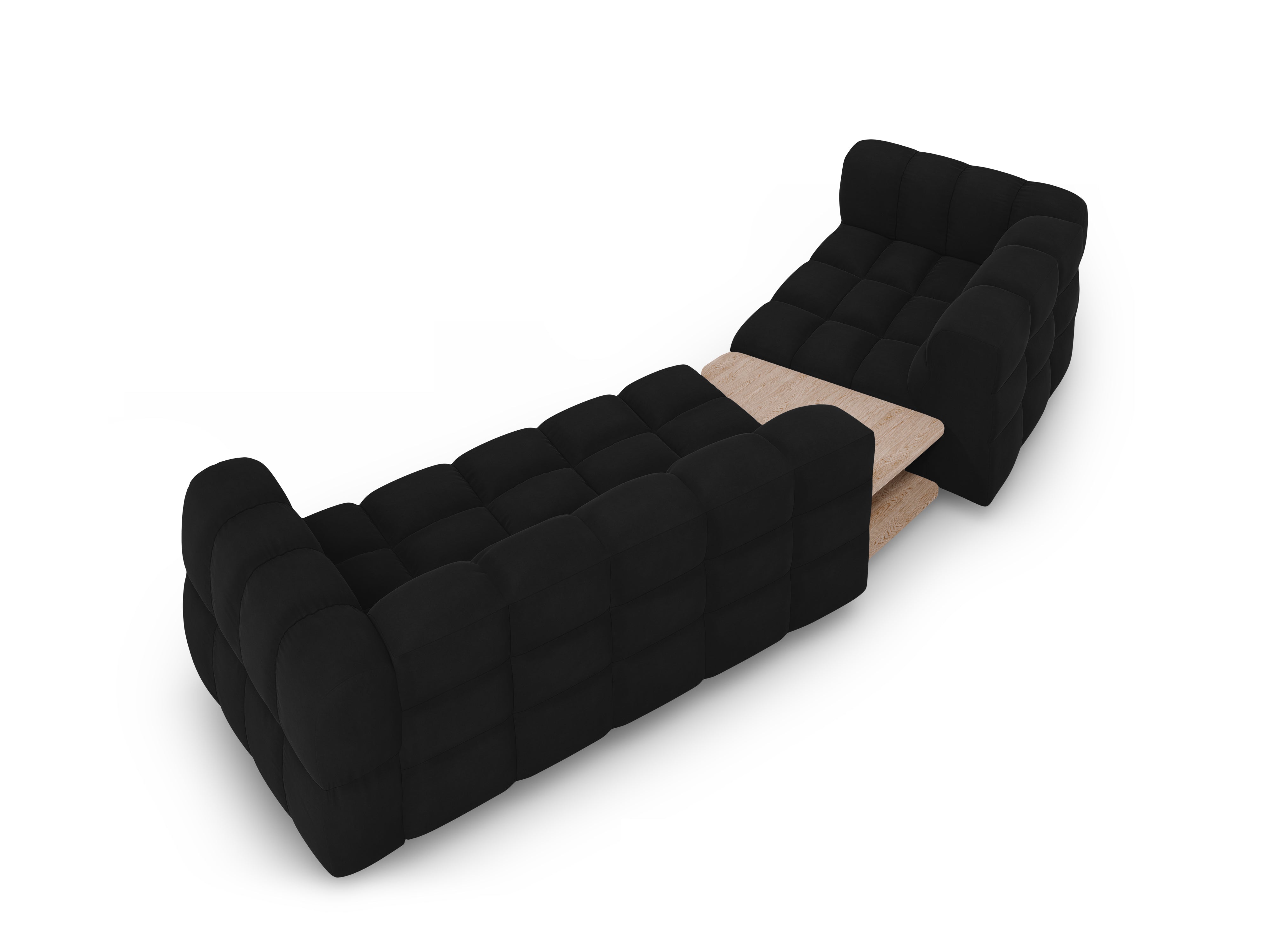 Sofa aksamitna lewostronna 3-osobowa zaokrąglona ze stolikiem SKY czarny Cosmopolitan Design Eye on Design