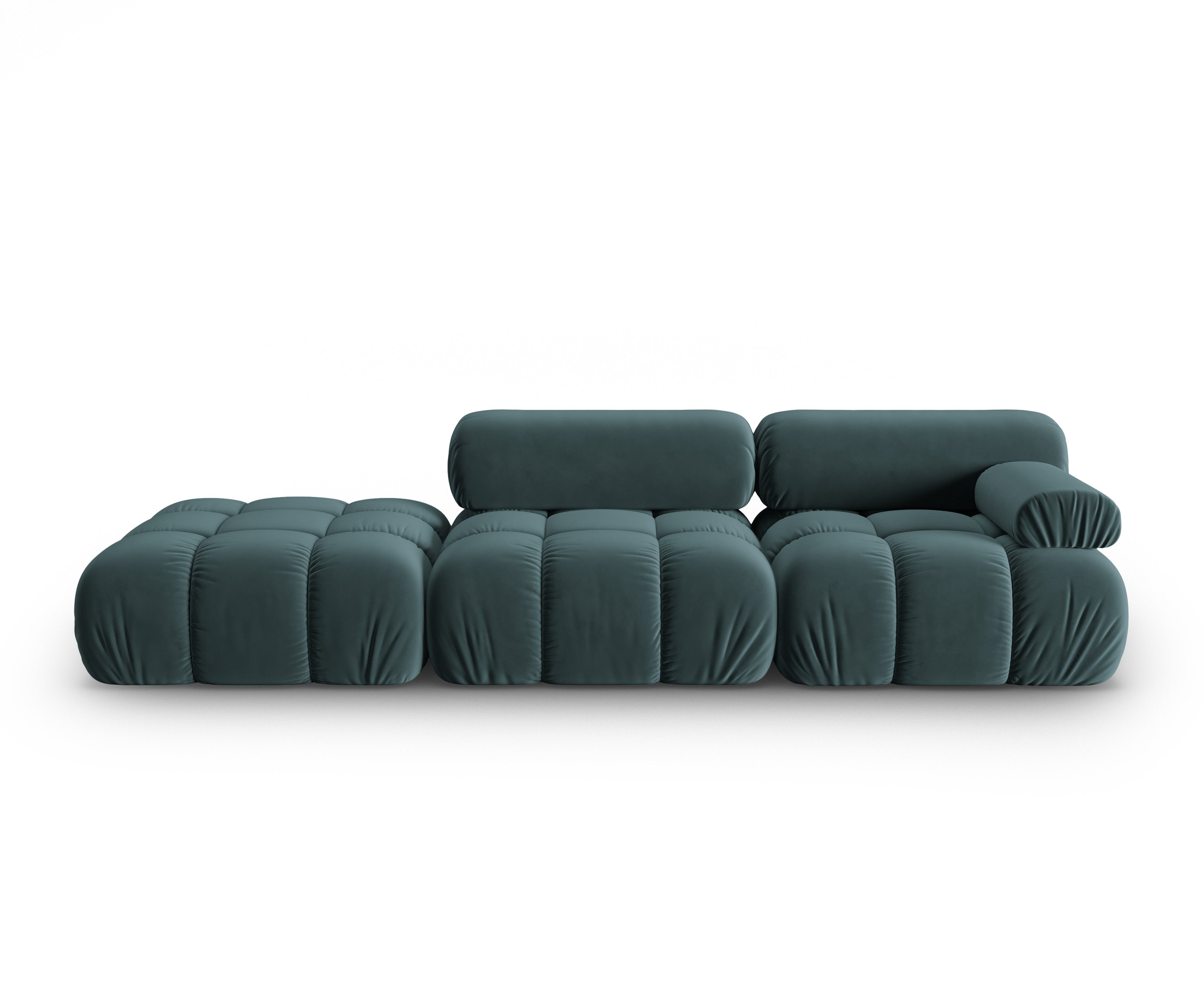 Sofa aus Samt, 3-Sitzer, offene linke Seite, CORTINA, türkis.
