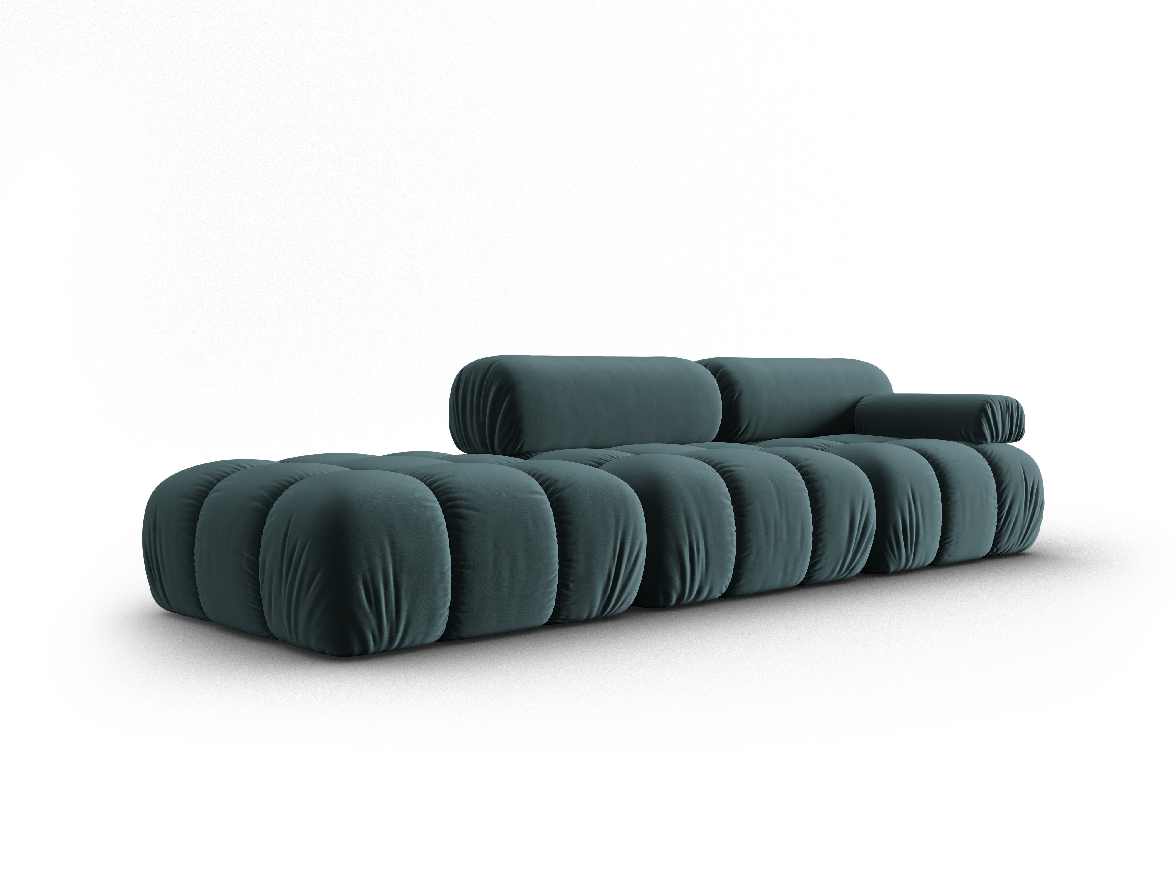 Sofa aus Samt, 3-Sitzer, offene linke Seite, CORTINA, türkis.