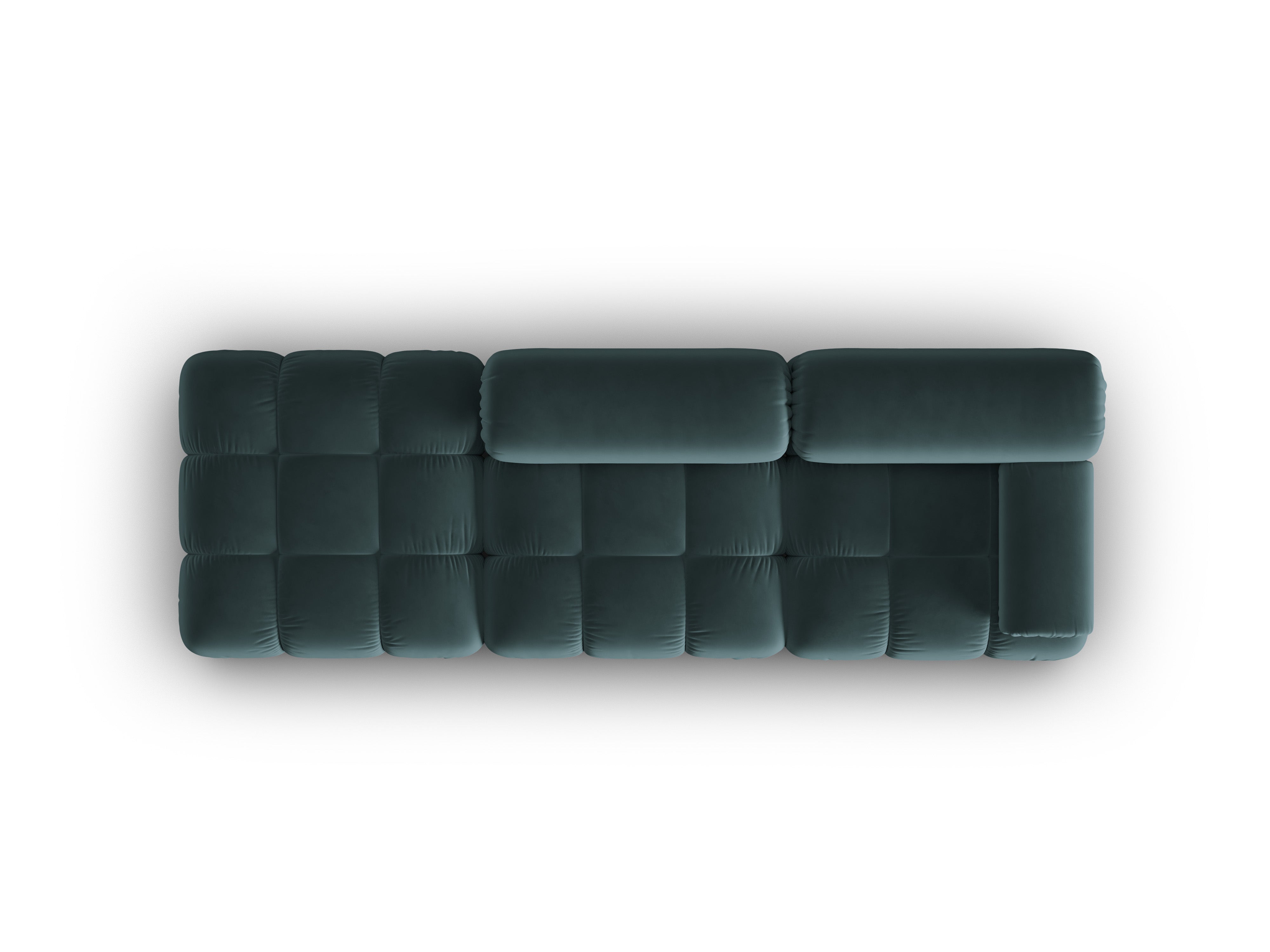 Sofa aus Samt, 3-Sitzer, offene linke Seite, CORTINA, türkis.
