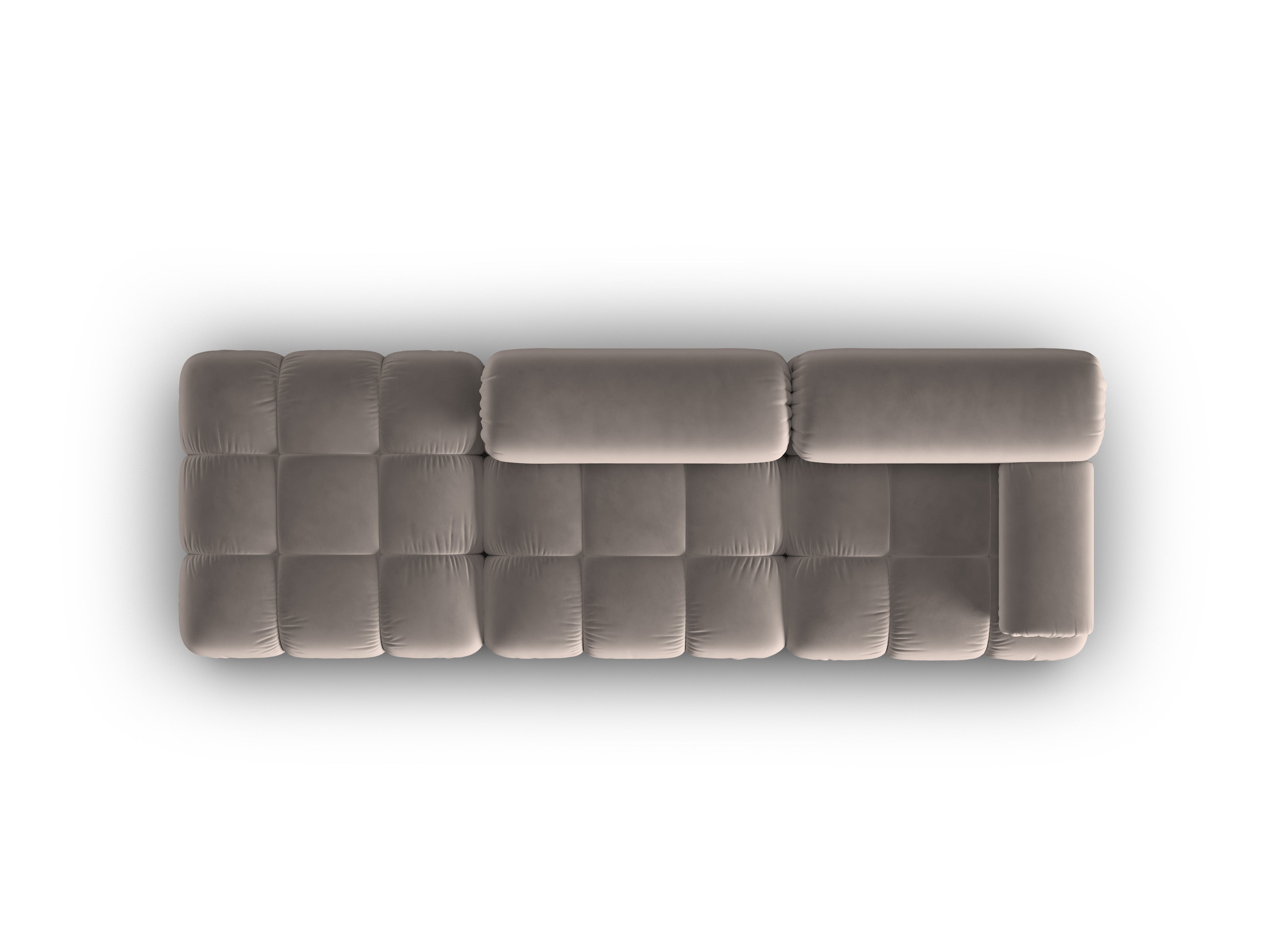 Sofa aus Samt, 3-Sitzer, offene linke Seite, CORTINA in Cappuccino.