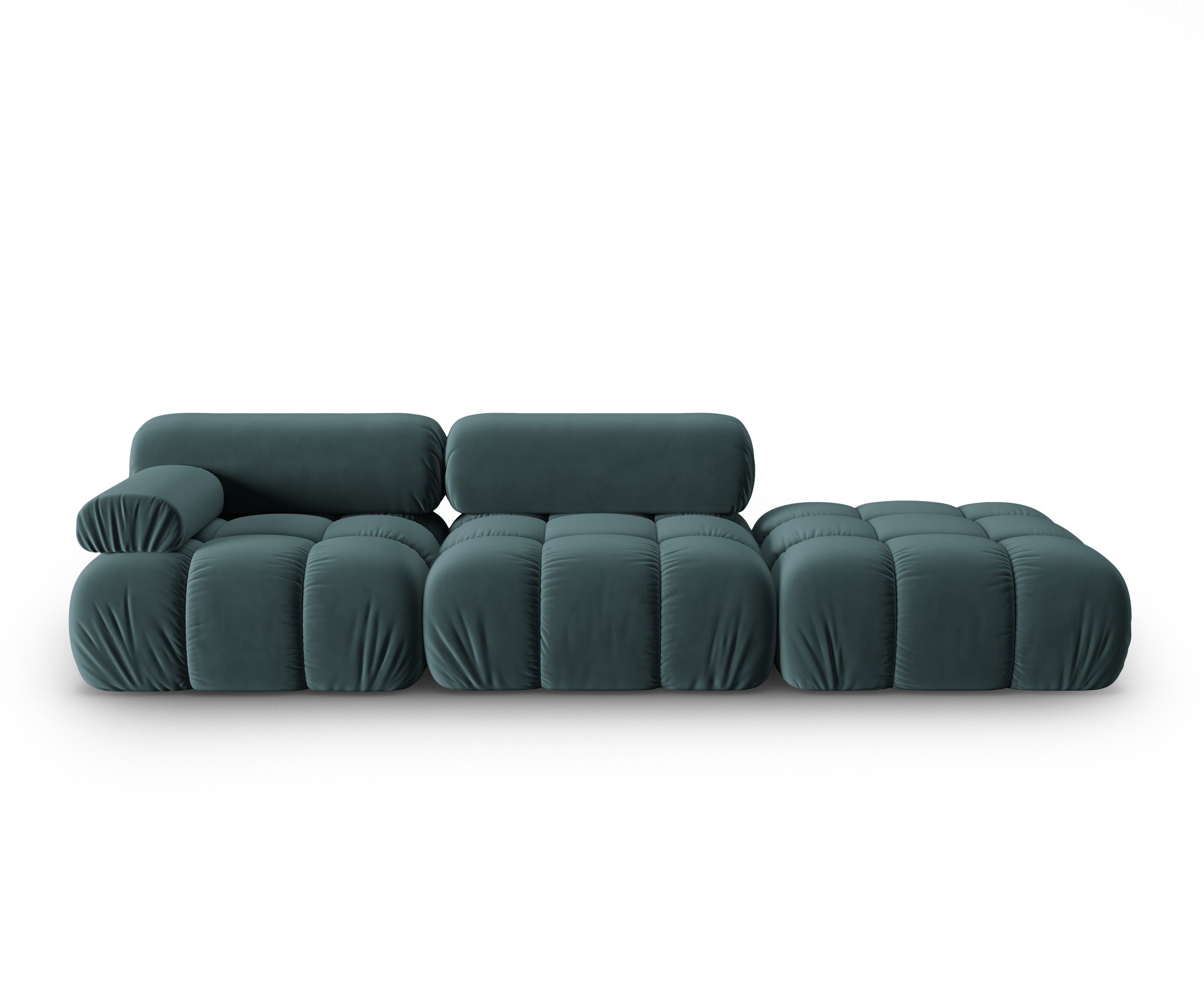 Sofa aus Samt, 3-Sitzer, offene rechte Seite, CORTINA, türkis.