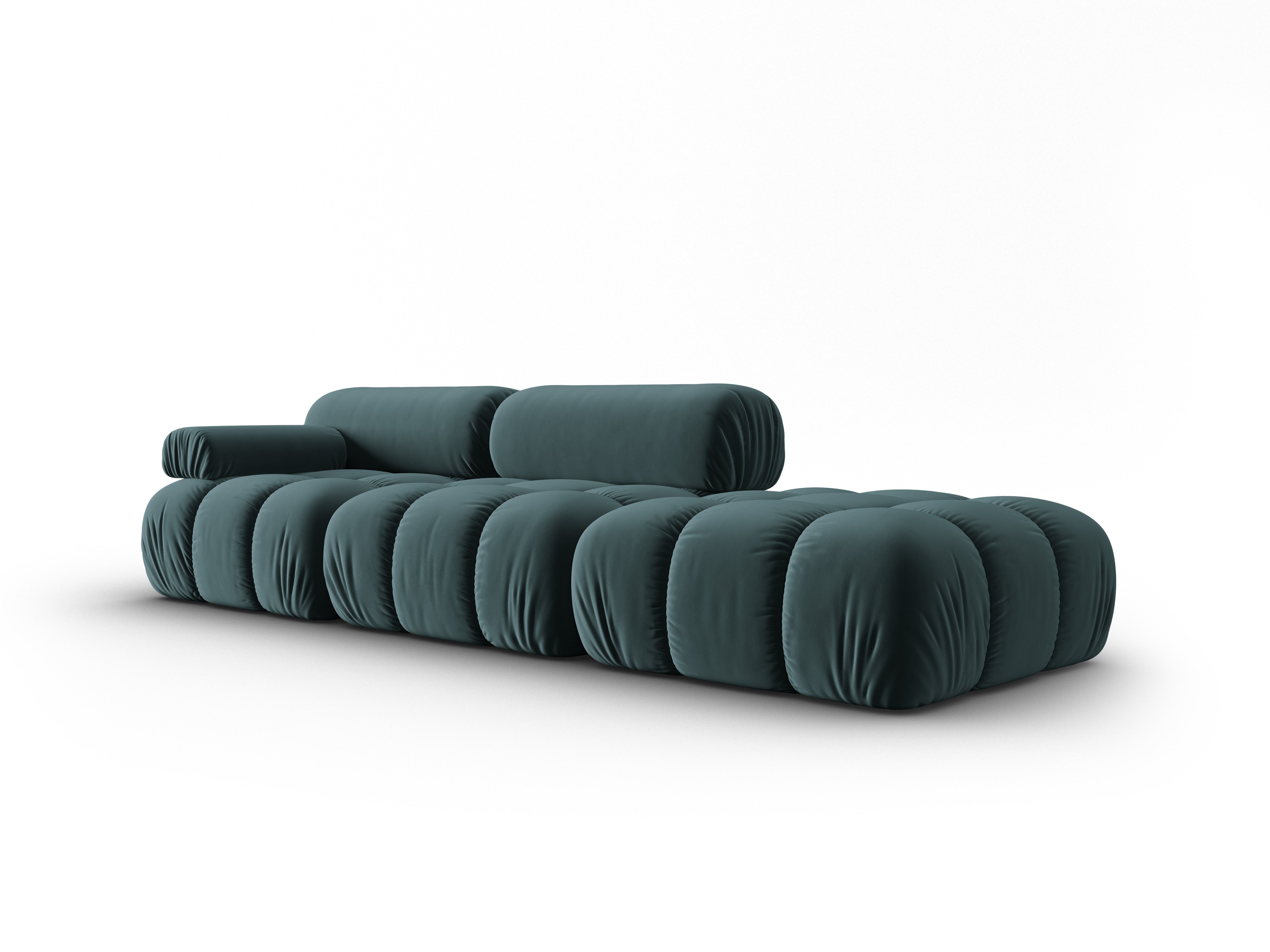 Sofa aus Samt, 3-Sitzer, offene rechte Seite, CORTINA, türkis.