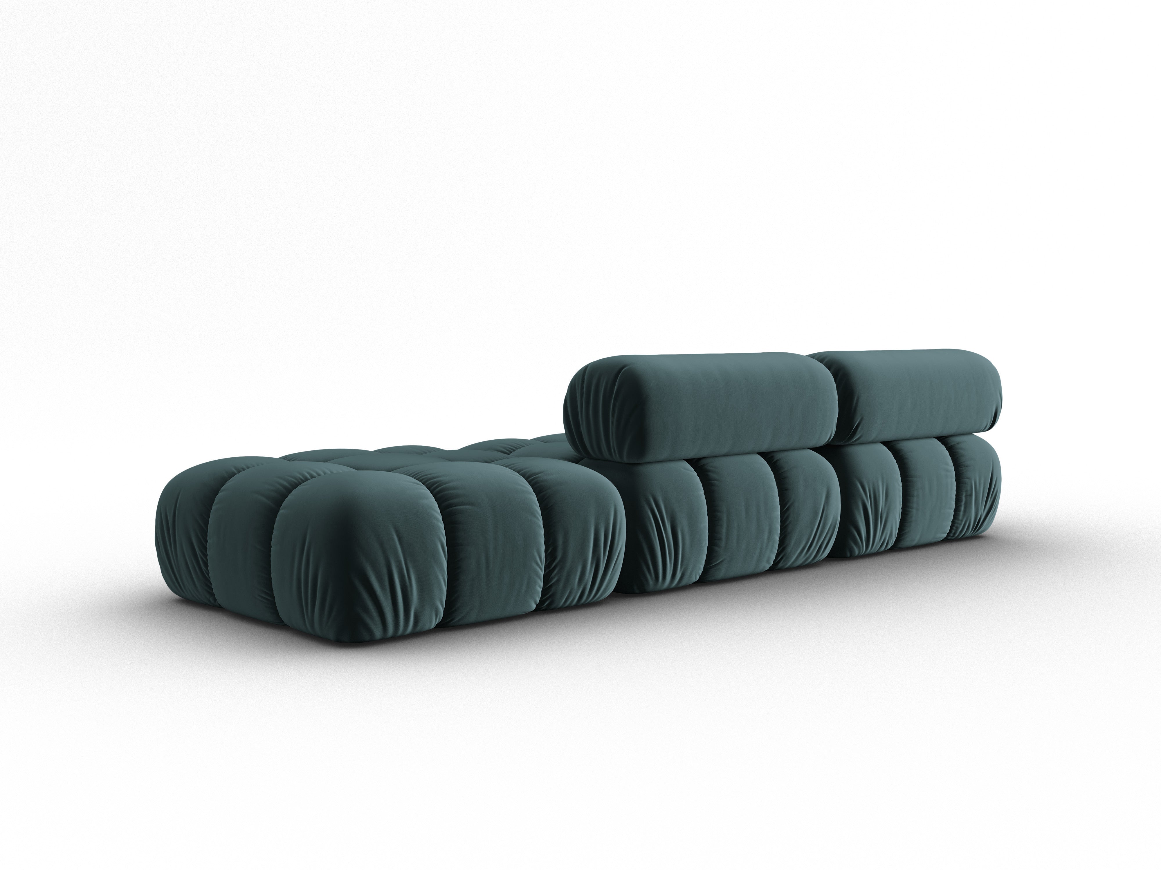 Sofa aus Samt, 3-Sitzer, offene rechte Seite, CORTINA, türkis.