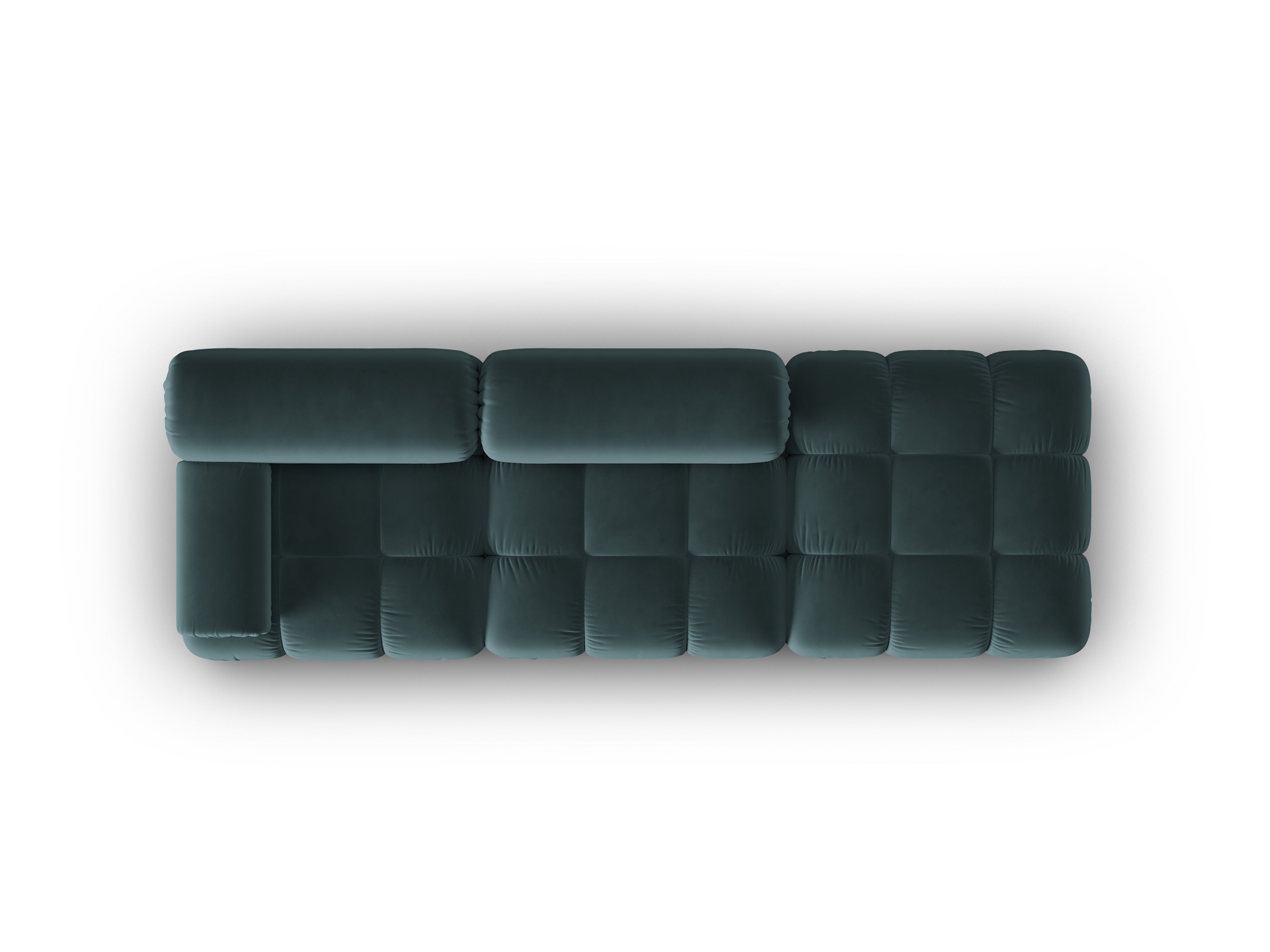 Sofa aus Samt, 3-Sitzer, offene rechte Seite, CORTINA, türkis.