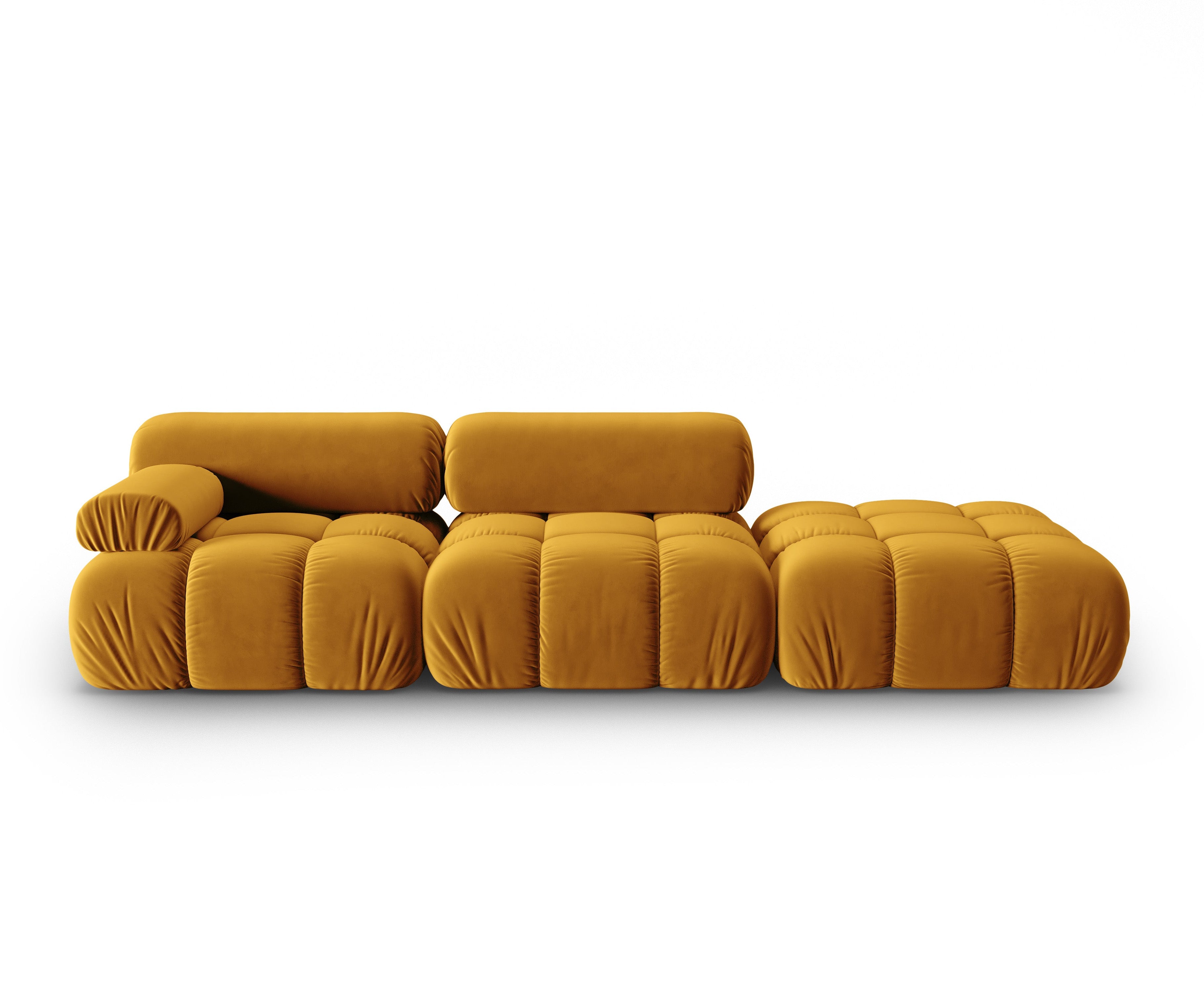 Sofa aus Samt, 3-Sitzer, offene rechte Seite, CORTINA, gelb