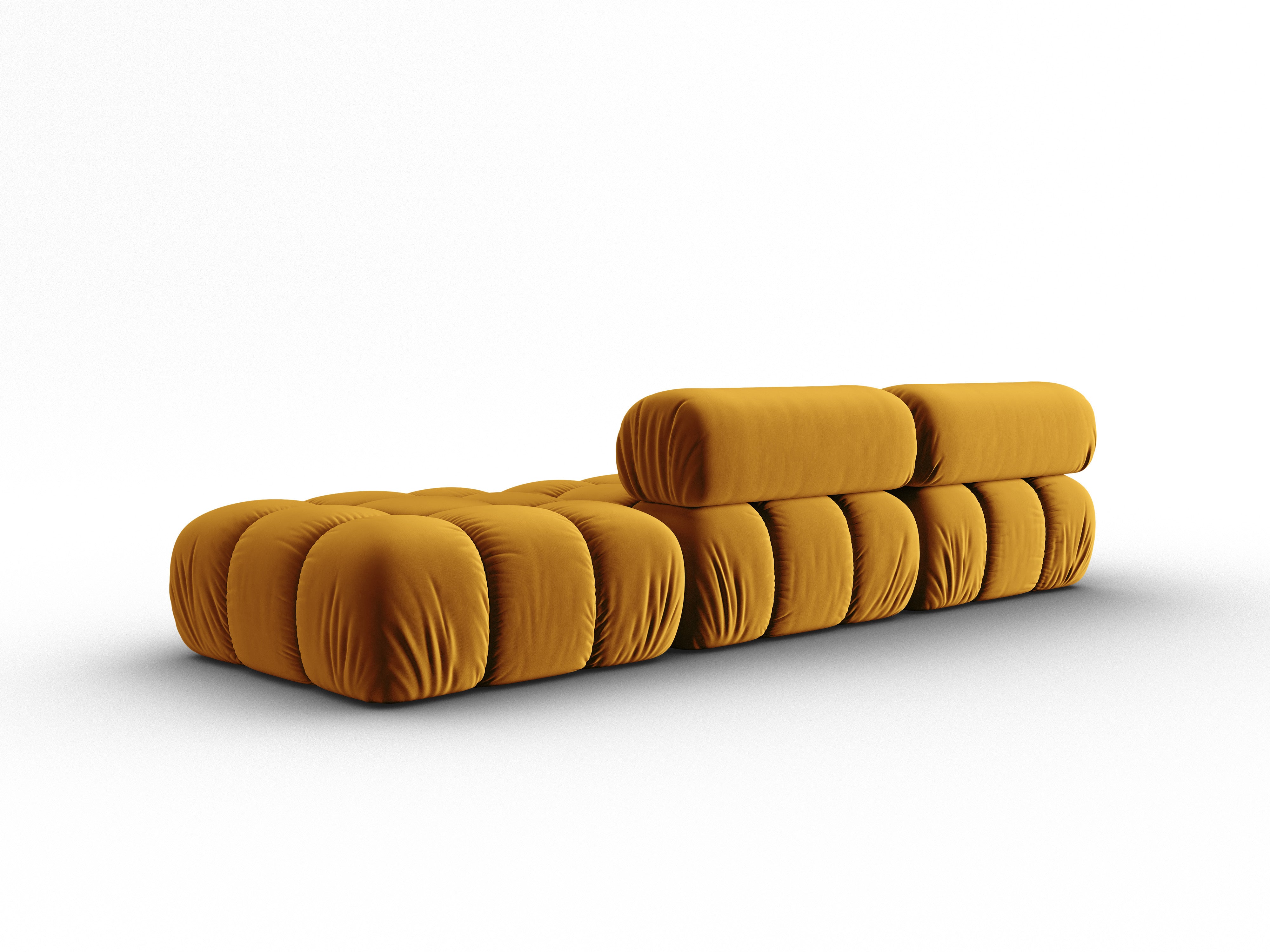 Sofa aus Samt, 3-Sitzer, offene rechte Seite, CORTINA, gelb