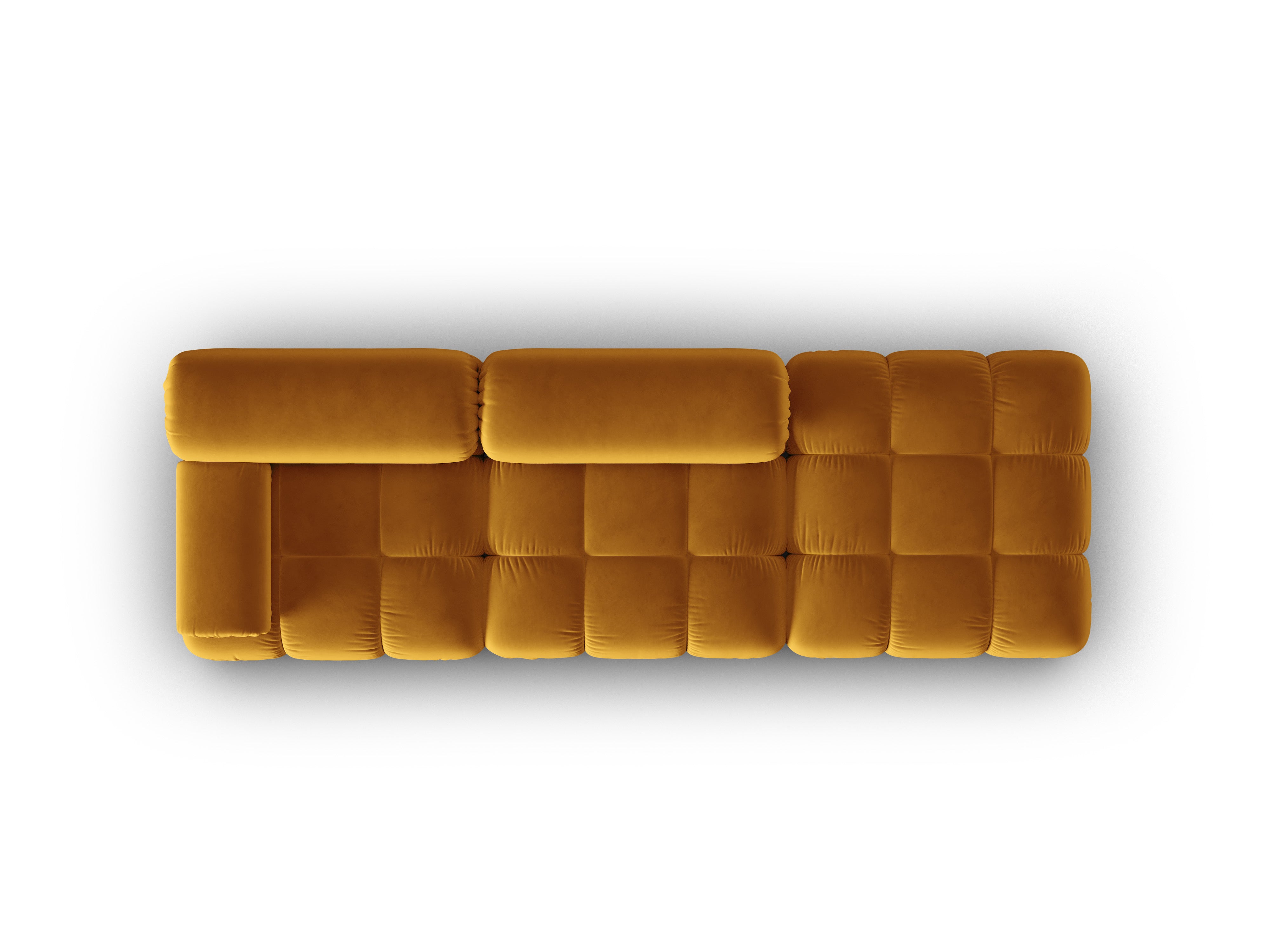 Sofa aus Samt, 3-Sitzer, offene rechte Seite, CORTINA, gelb