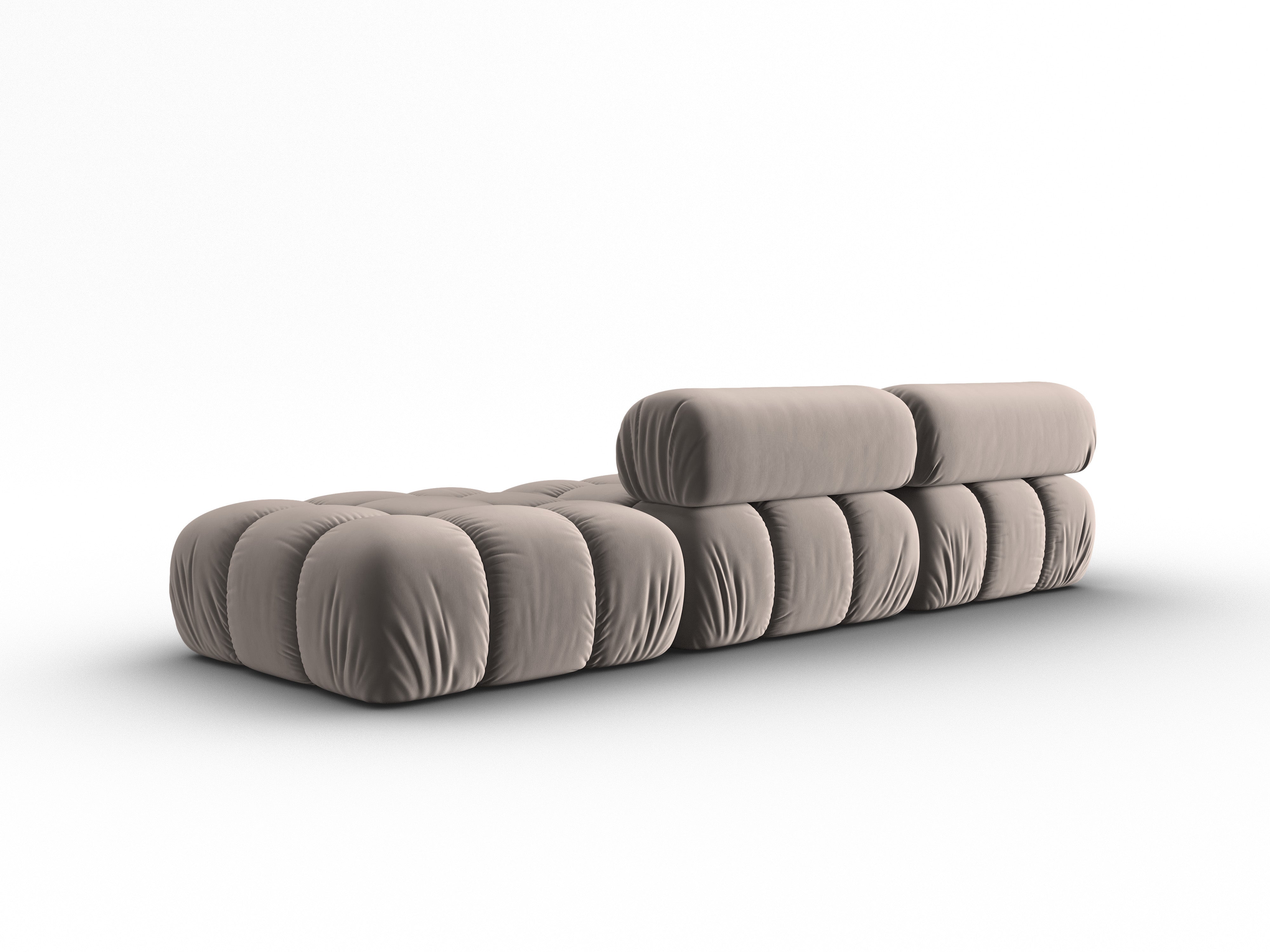Sofa aus Samt, 3-Sitzer, offene rechte Seite, CORTINA in Cappuccino.