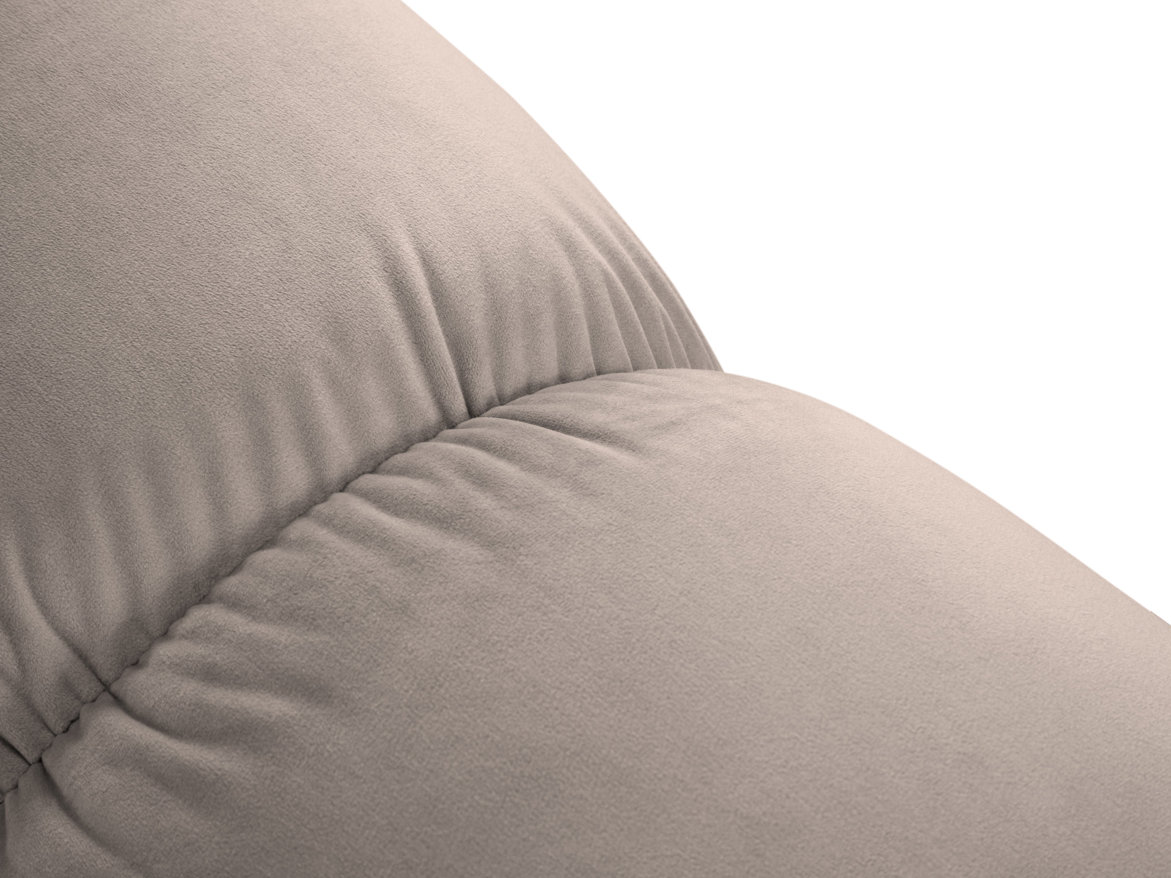 Sofa aus Samt, 3-Sitzer, offene rechte Seite, CORTINA in Cappuccino.