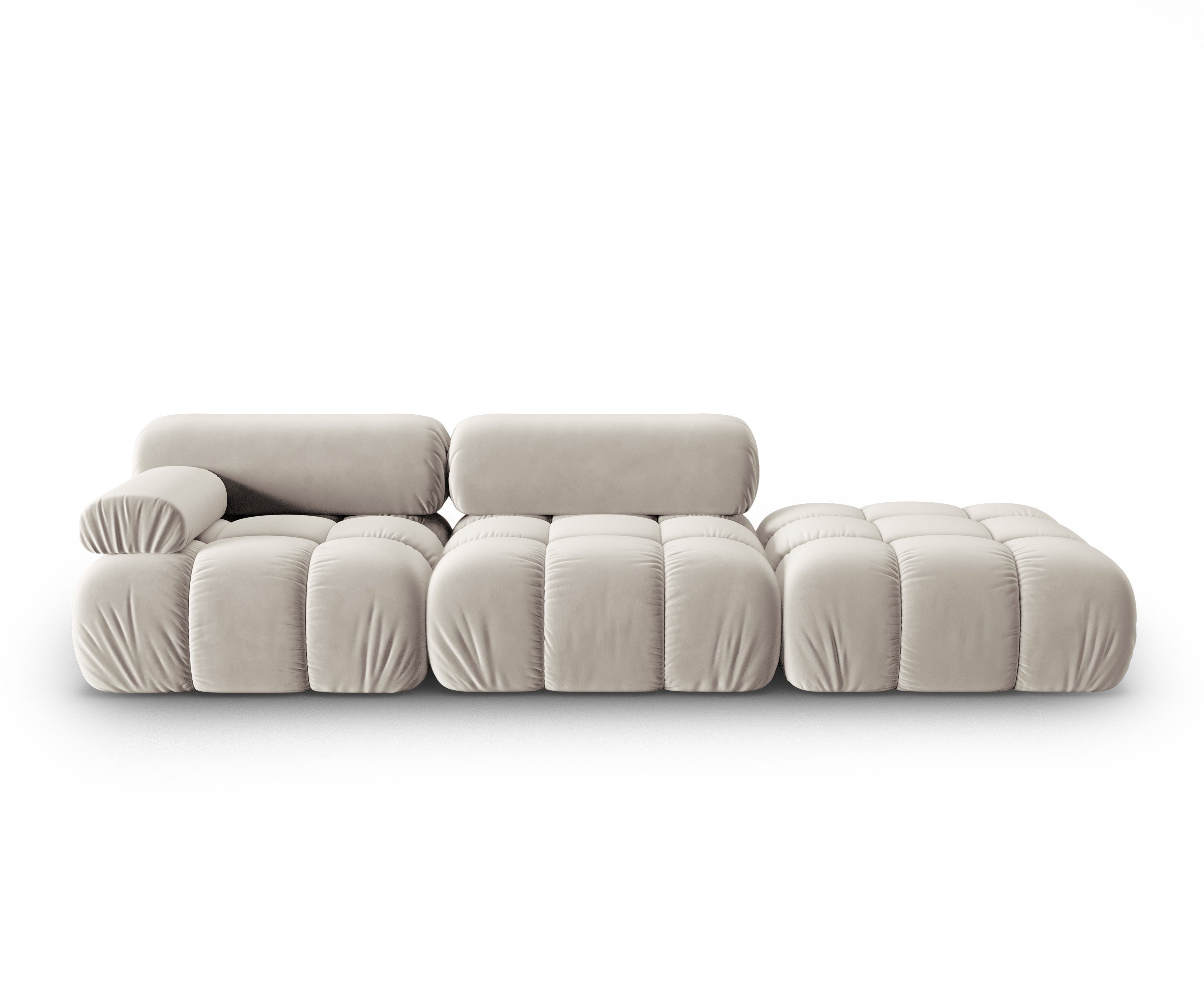 Sofa aus Samt, 3-Sitzer, offene rechte Seite, CORTINA, beige