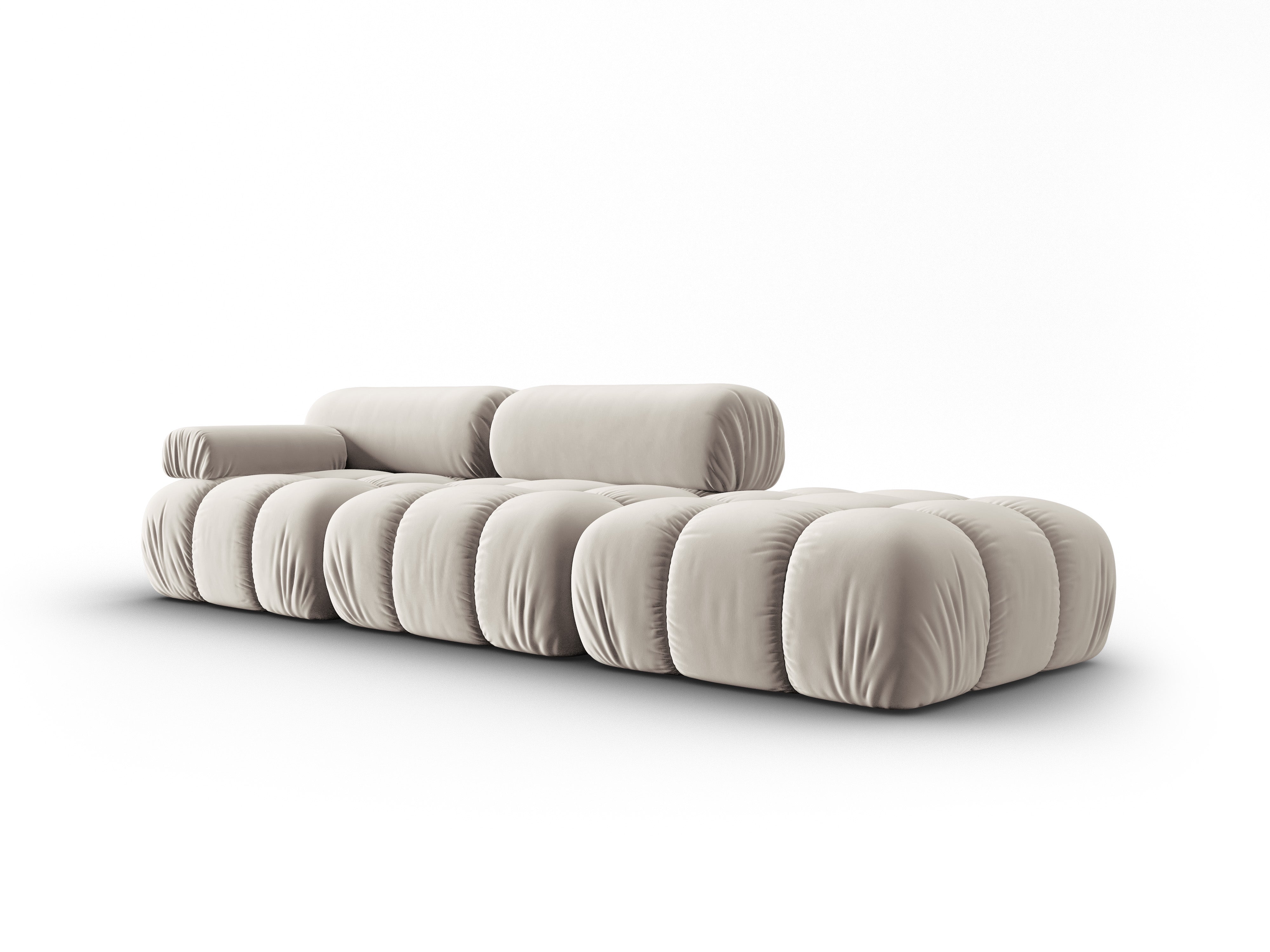 Sofa aus Samt, 3-Sitzer, offene rechte Seite, CORTINA, beige