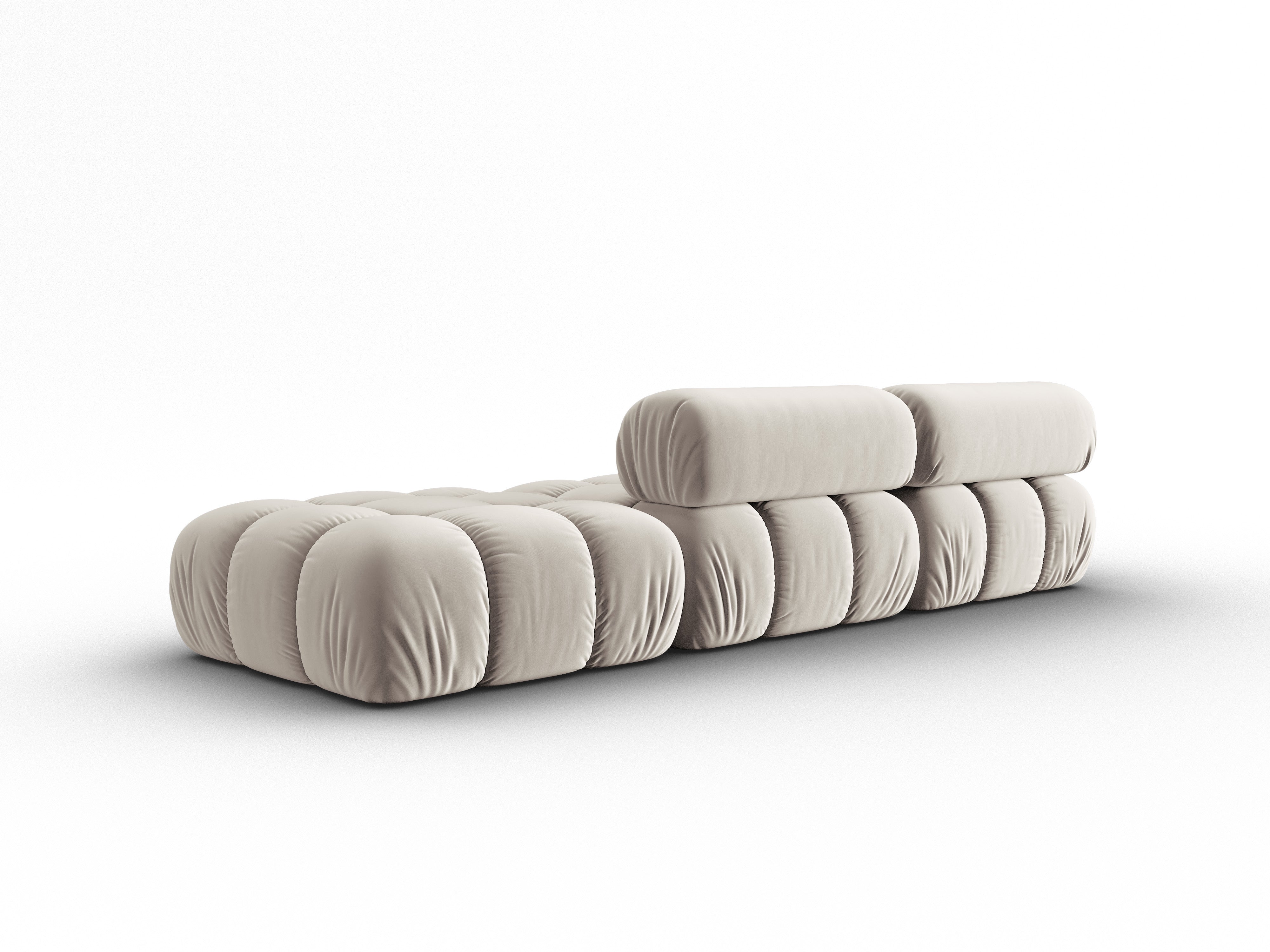 Sofa aus Samt, 3-Sitzer, offene rechte Seite, CORTINA, beige