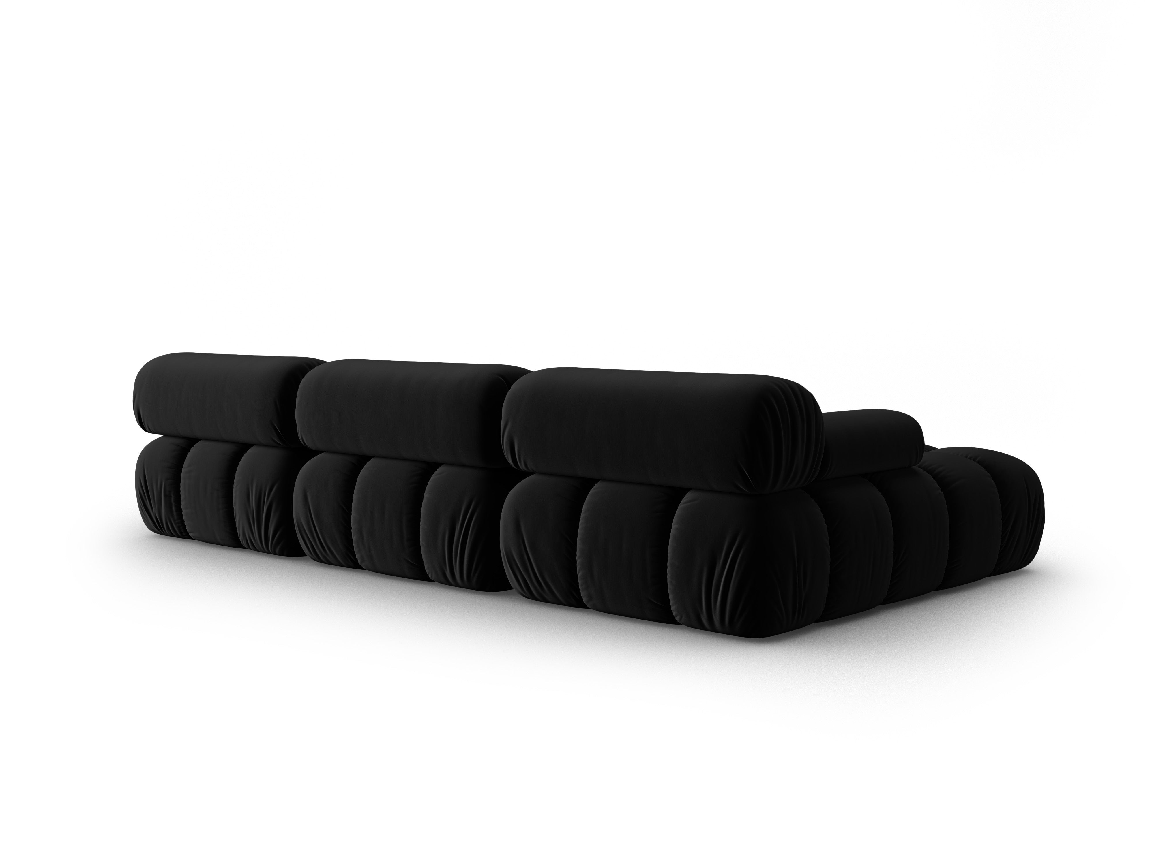 Black Velvet Left-Handed 4-Seater Corner Sofa CORTINA