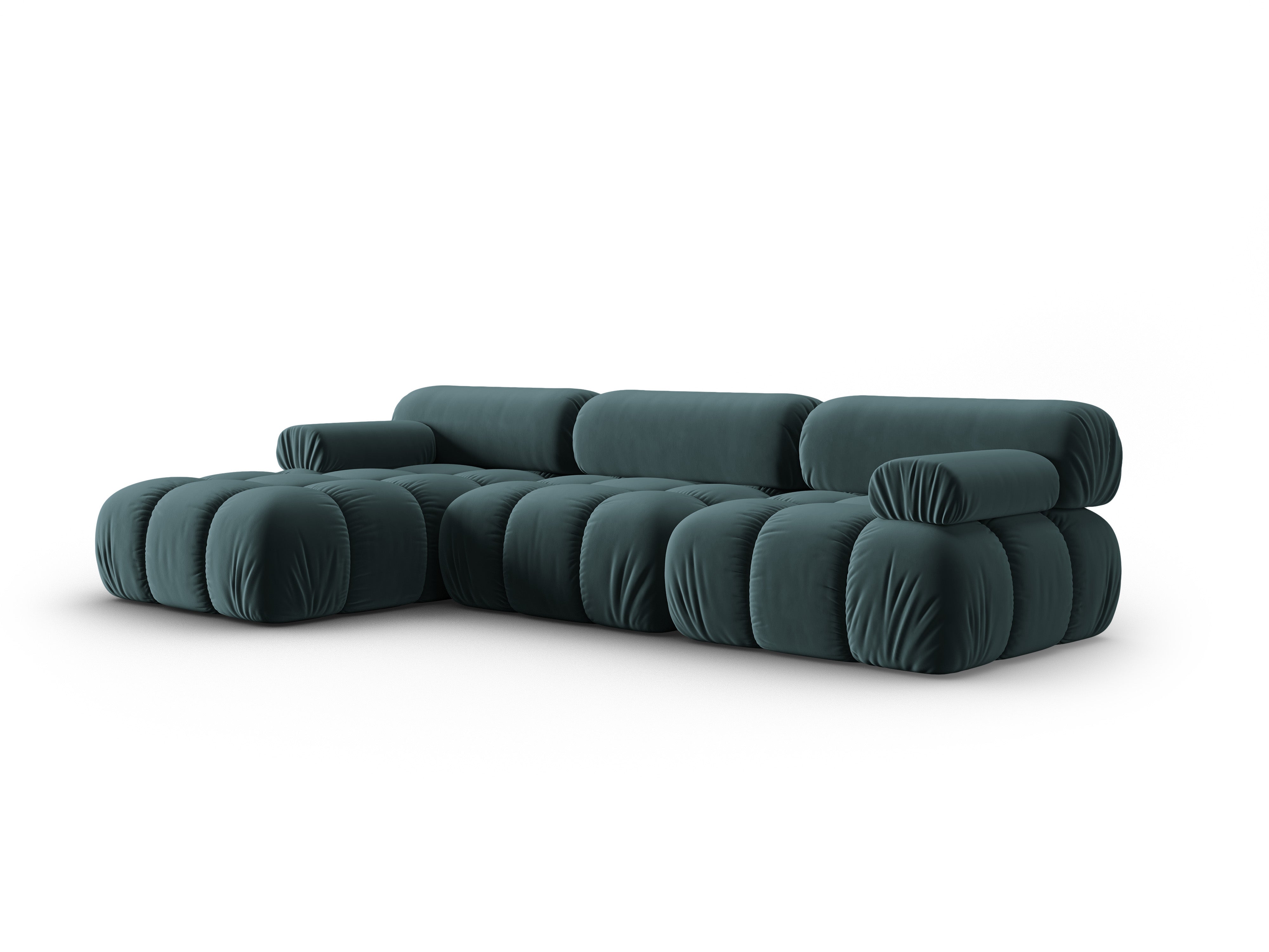 Samt-Ecksofa für 4 Personen links CORTINA türkis